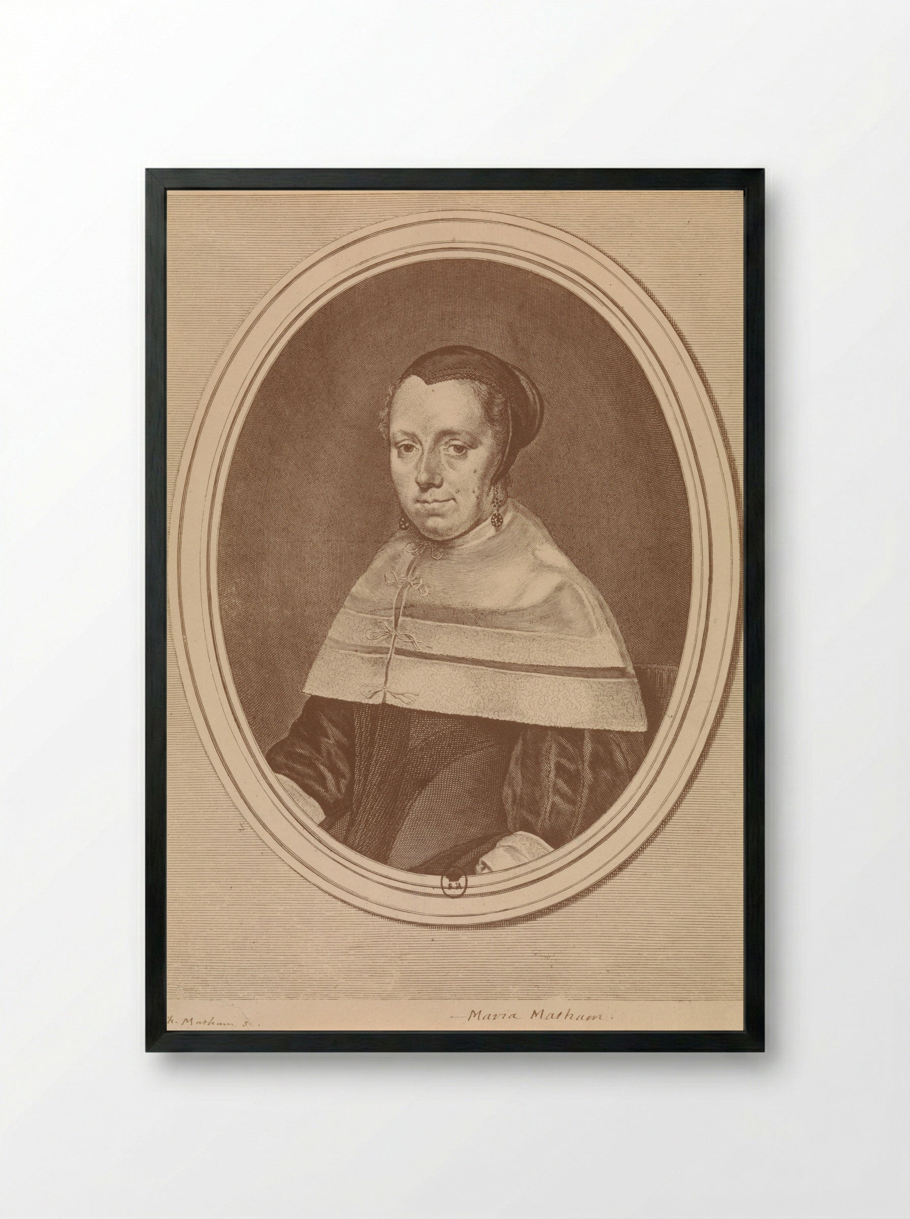 Portrait of a Woman (Maria Matham?) - Theodor Matham - Framed Print Black