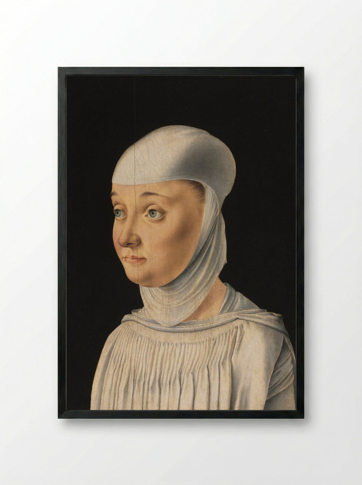 Portrait of a Woman, Possibly a Novice of San Secondo - Jacometto Veneziano - Framed Print Black