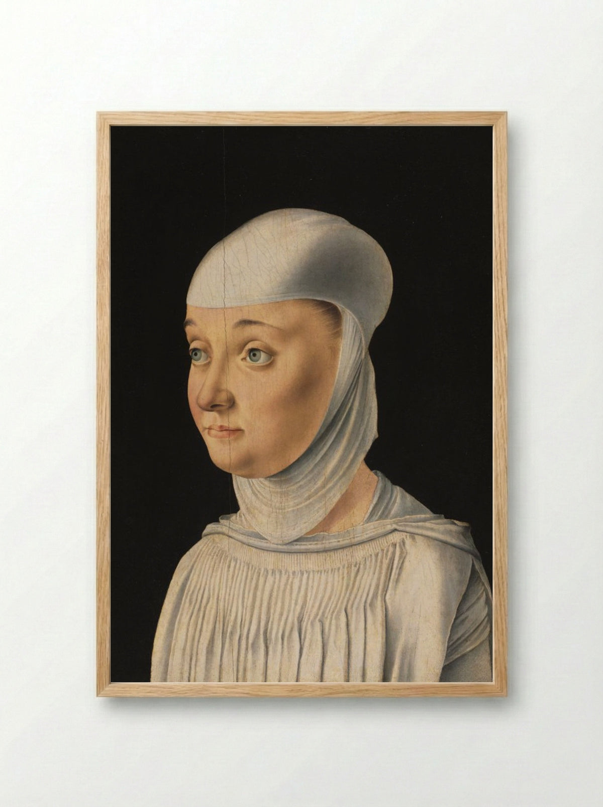 Portrait of a Woman, Possibly a Novice of San Secondo - Jacometto Veneziano - Framed Print Wood