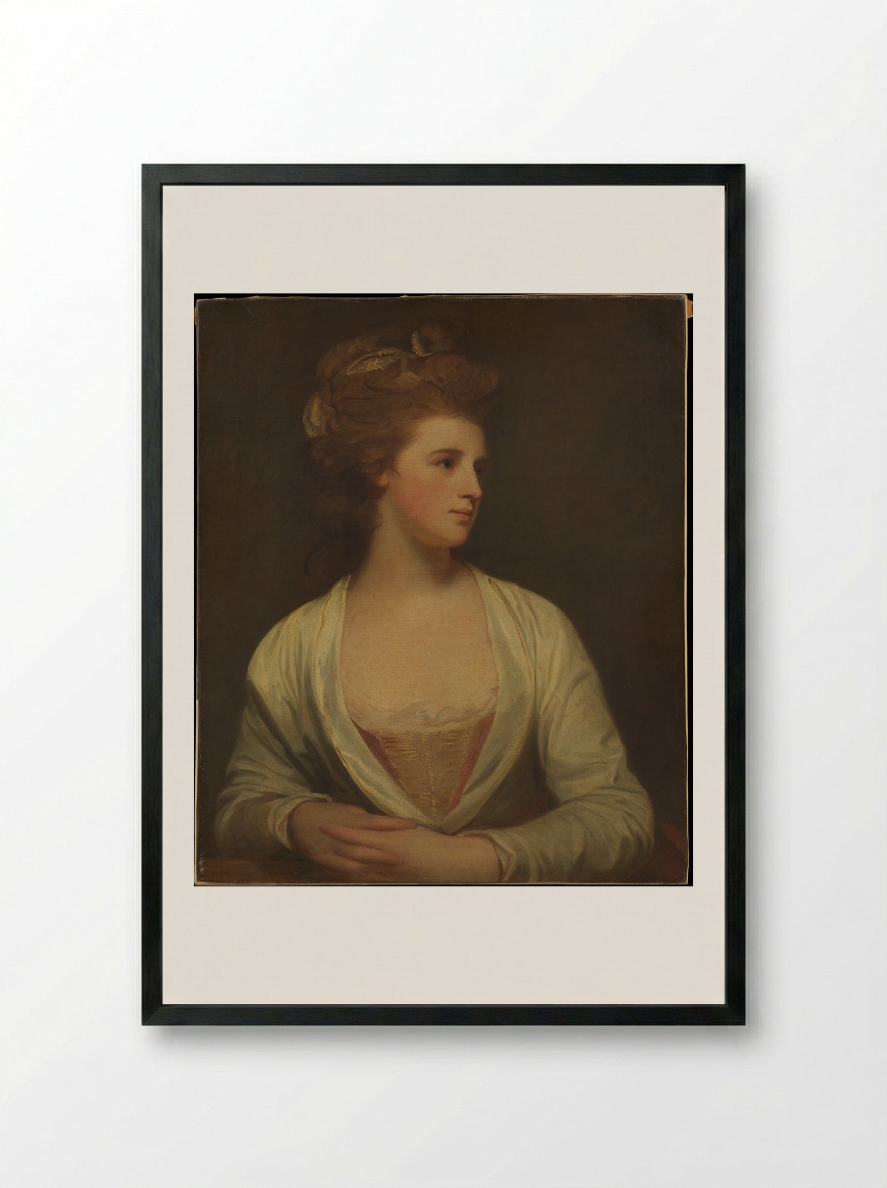 Portrait of a Woman, Said to Be Emily Bertie Pott - George Romney - Framed Print Black