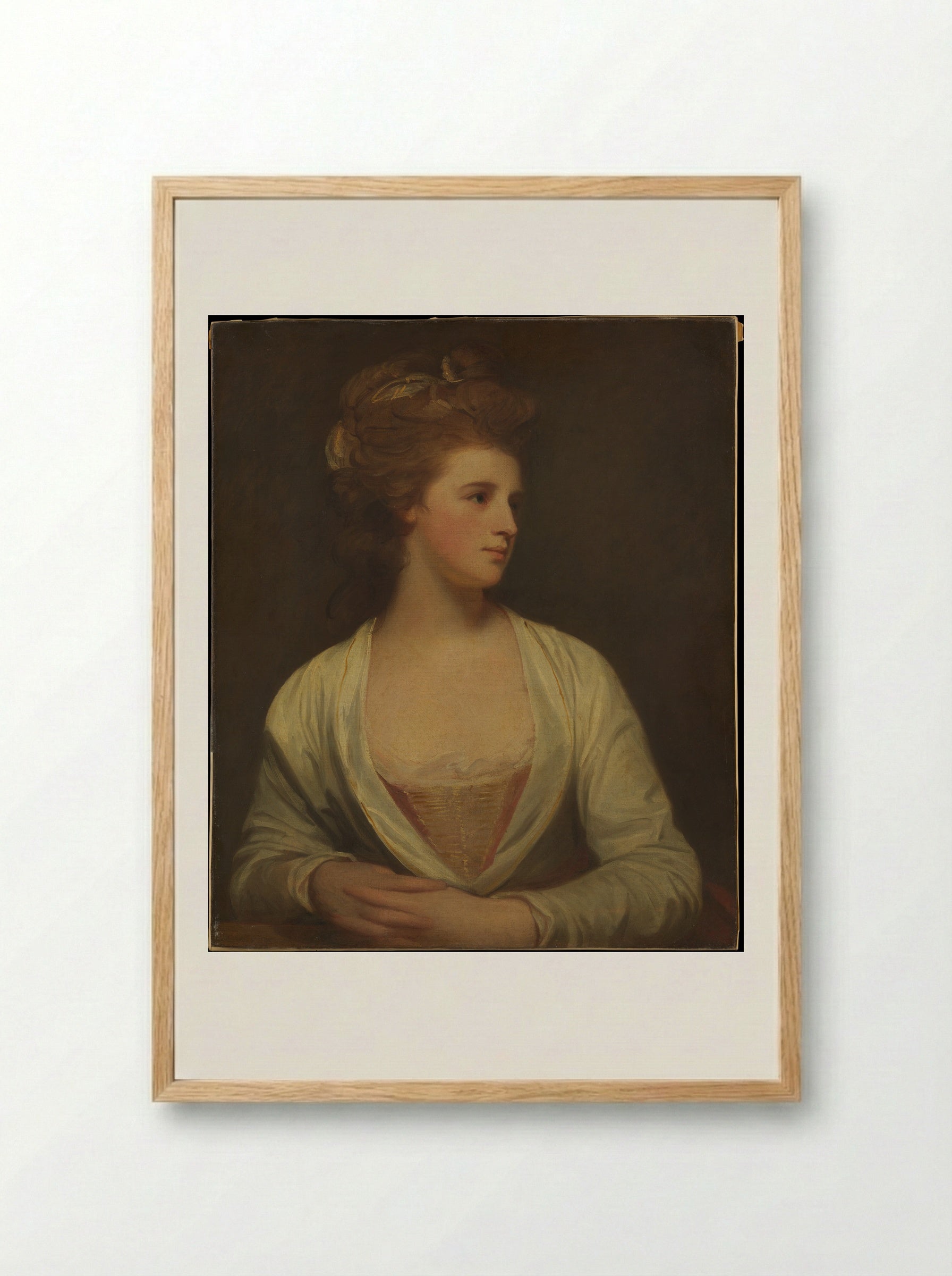 Portrait of a Woman, Said to Be Emily Bertie Pott - George Romney - Framed Print Wood