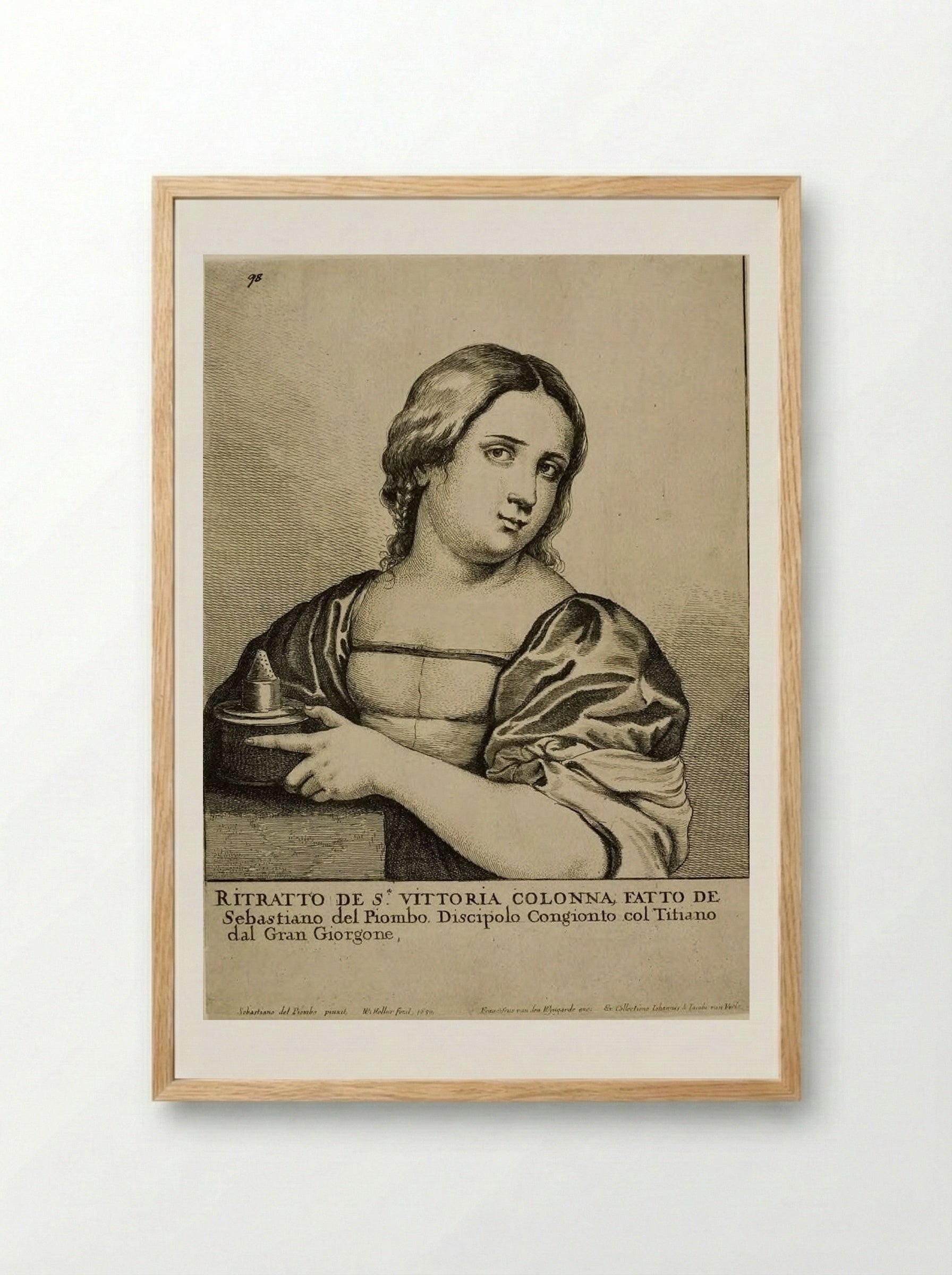 Portrait of a Woman (Vittoria Colonna) - Wenceslaus Hollar - Framed Print Wood