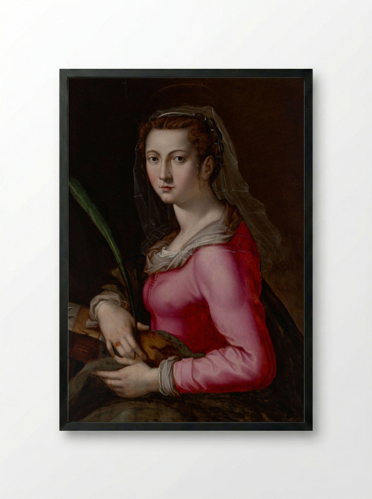 Portrait of a Woman as Saint Catherine - Pier Francesco Foschi - Framed Print Black
