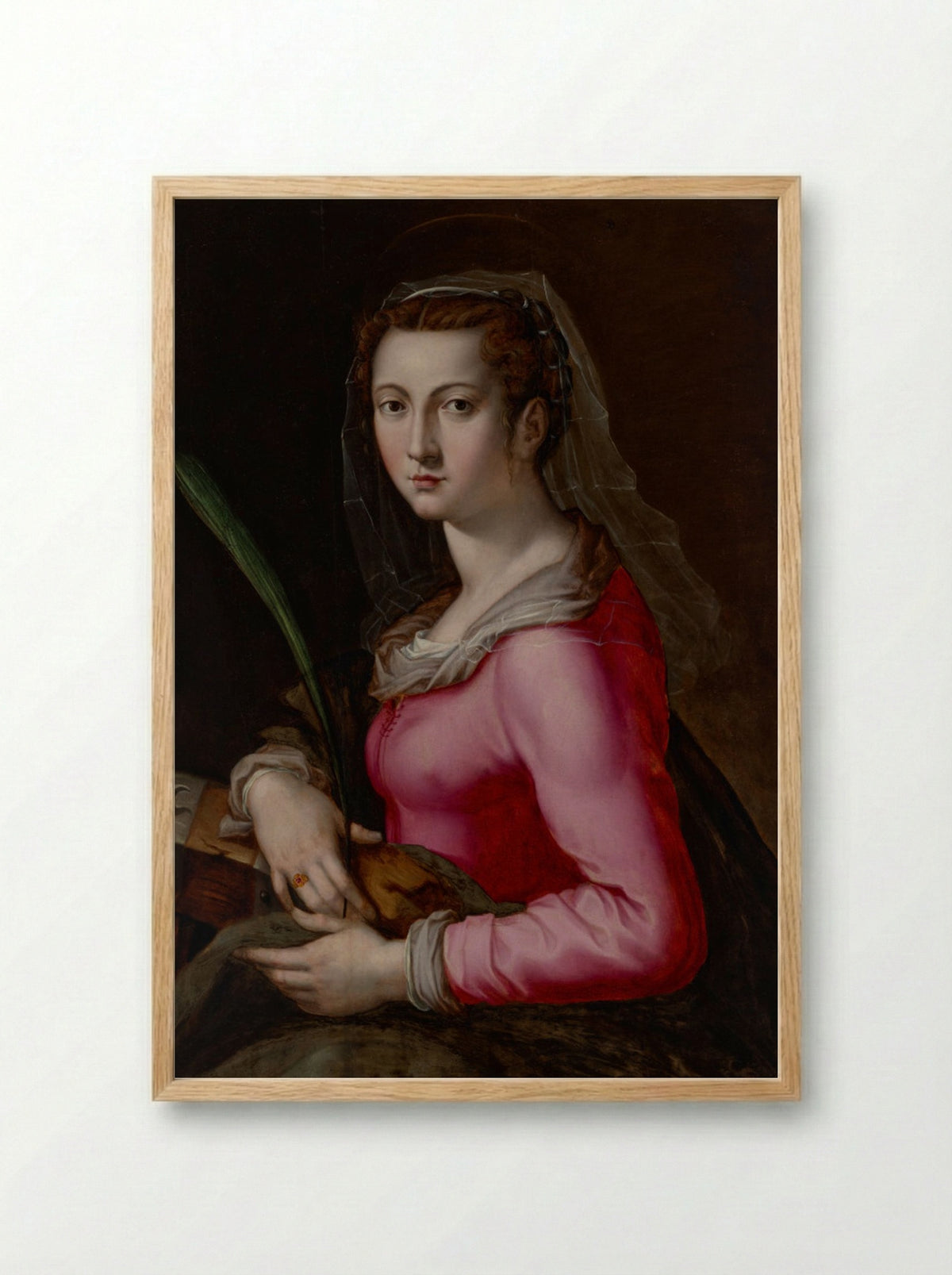 Portrait of a Woman as Saint Catherine - Pier Francesco Foschi - Framed Print Wood