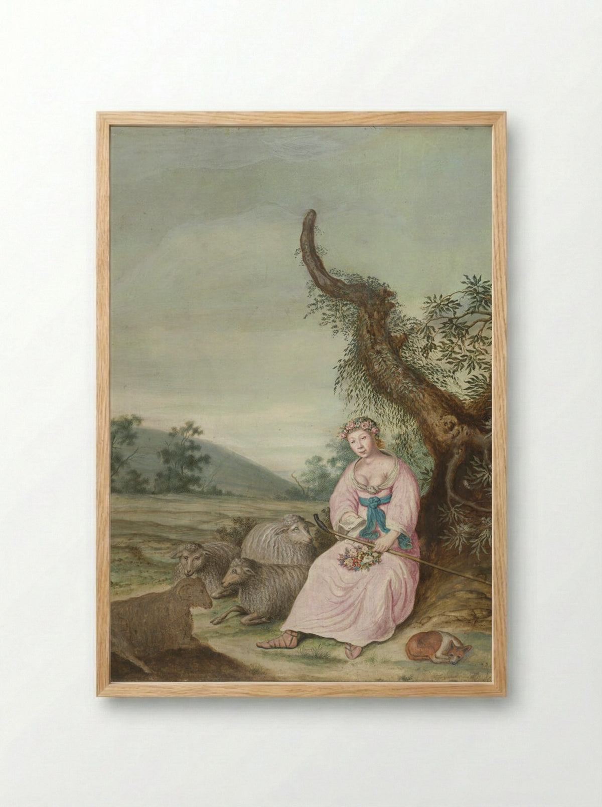 Portrait of a Woman as a Shepherdess - Willem de Heer - Framed Print Wood