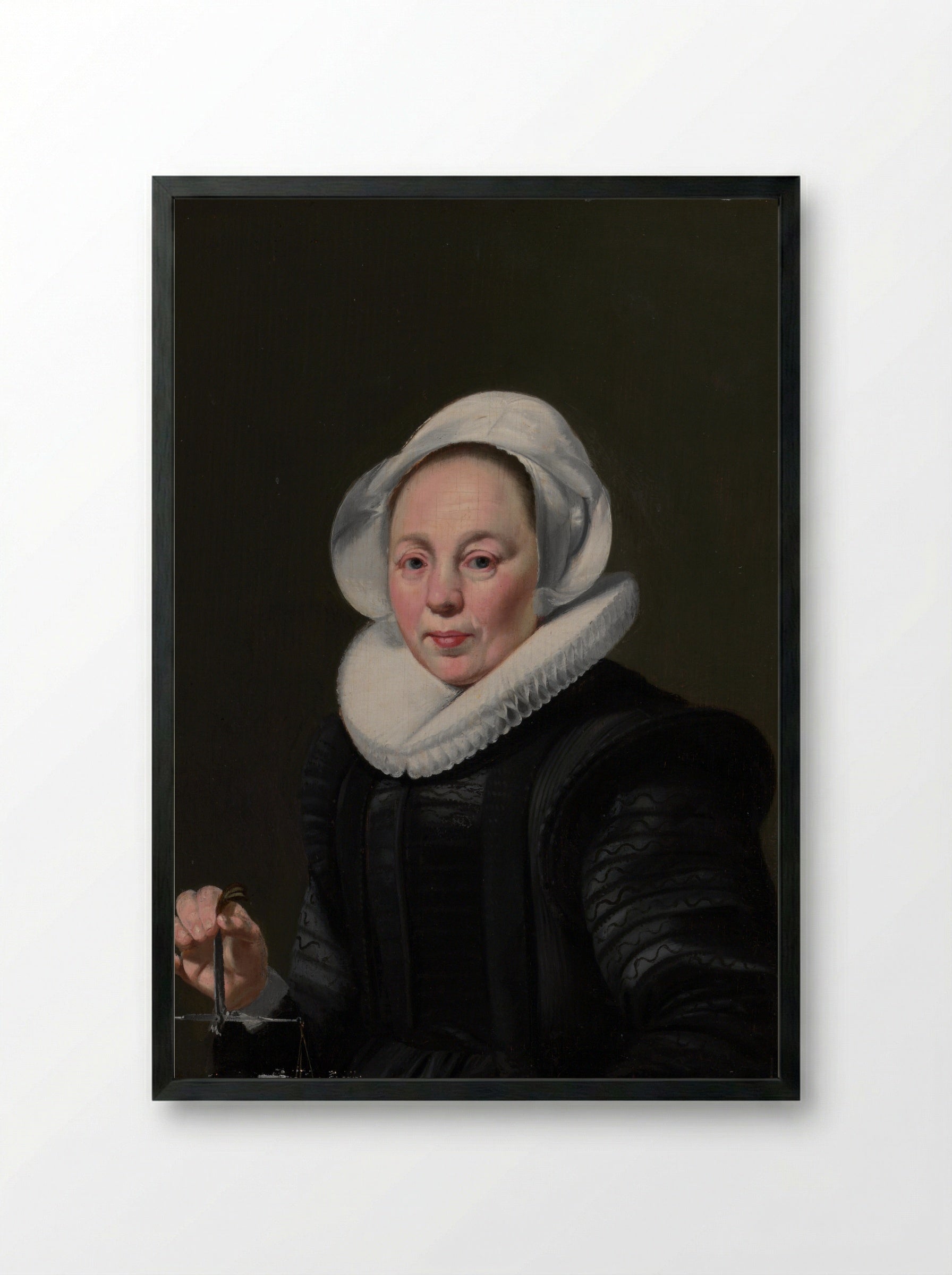 Portrait of a Woman with a Balance - Thomas de Keyser - Framed Print Black