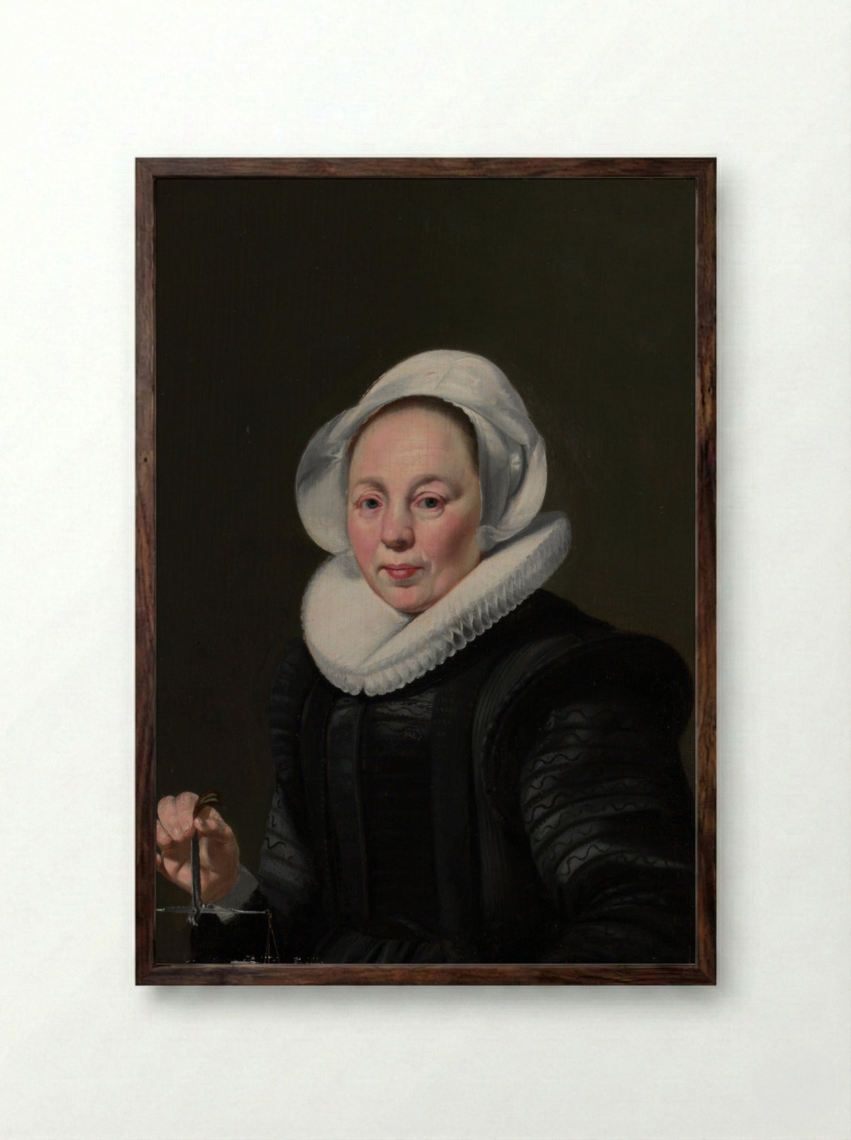 Portrait of a Woman with a Balance - Thomas de Keyser - Framed Print Dark Wood