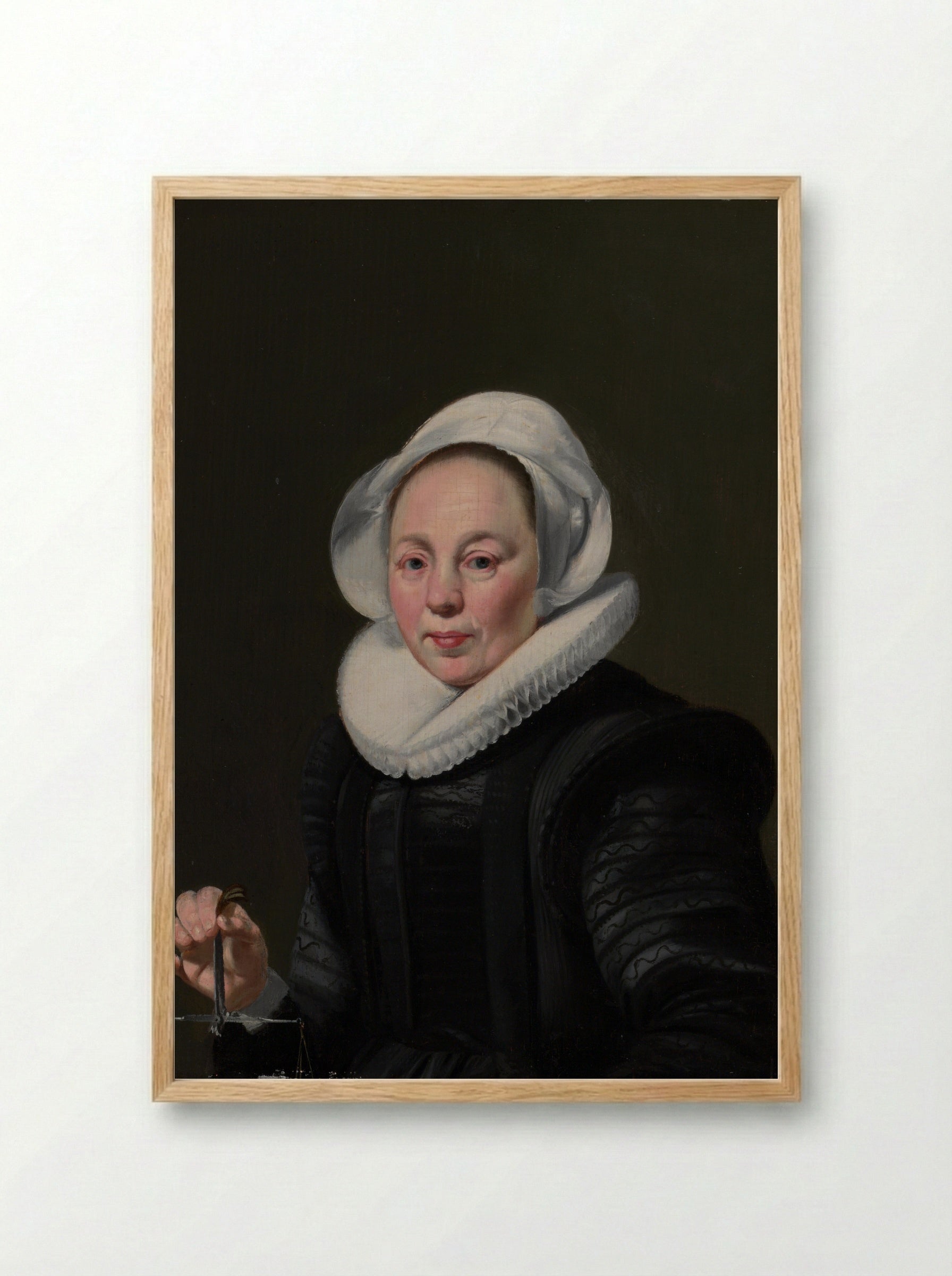 Portrait of a Woman with a Balance - Thomas de Keyser - Framed Print Wood