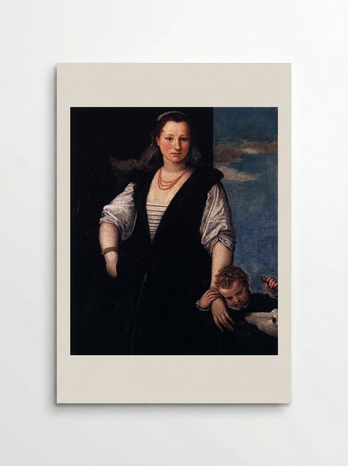 Portrait of a Woman with a Child and a Dog - Paolo Veronese - Poster
