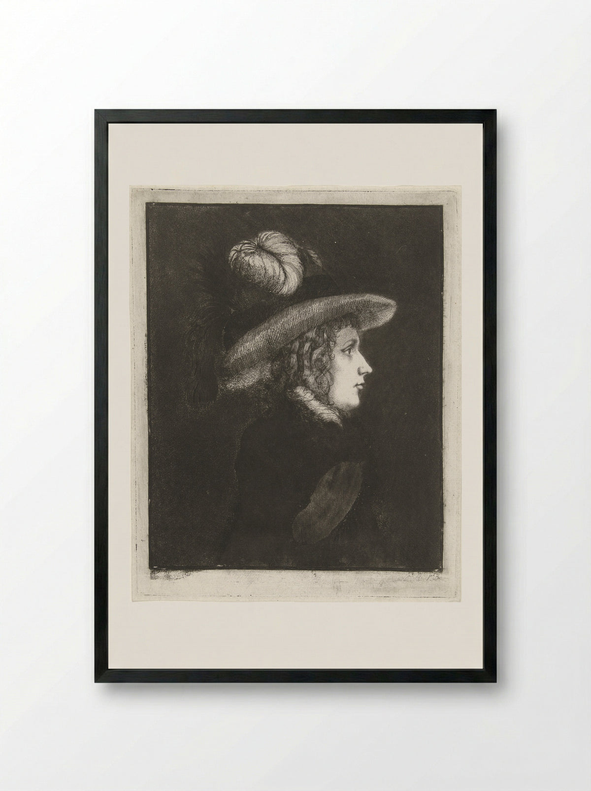 Portrait of a Woman with a Hat - James Hazard - Framed Print Black