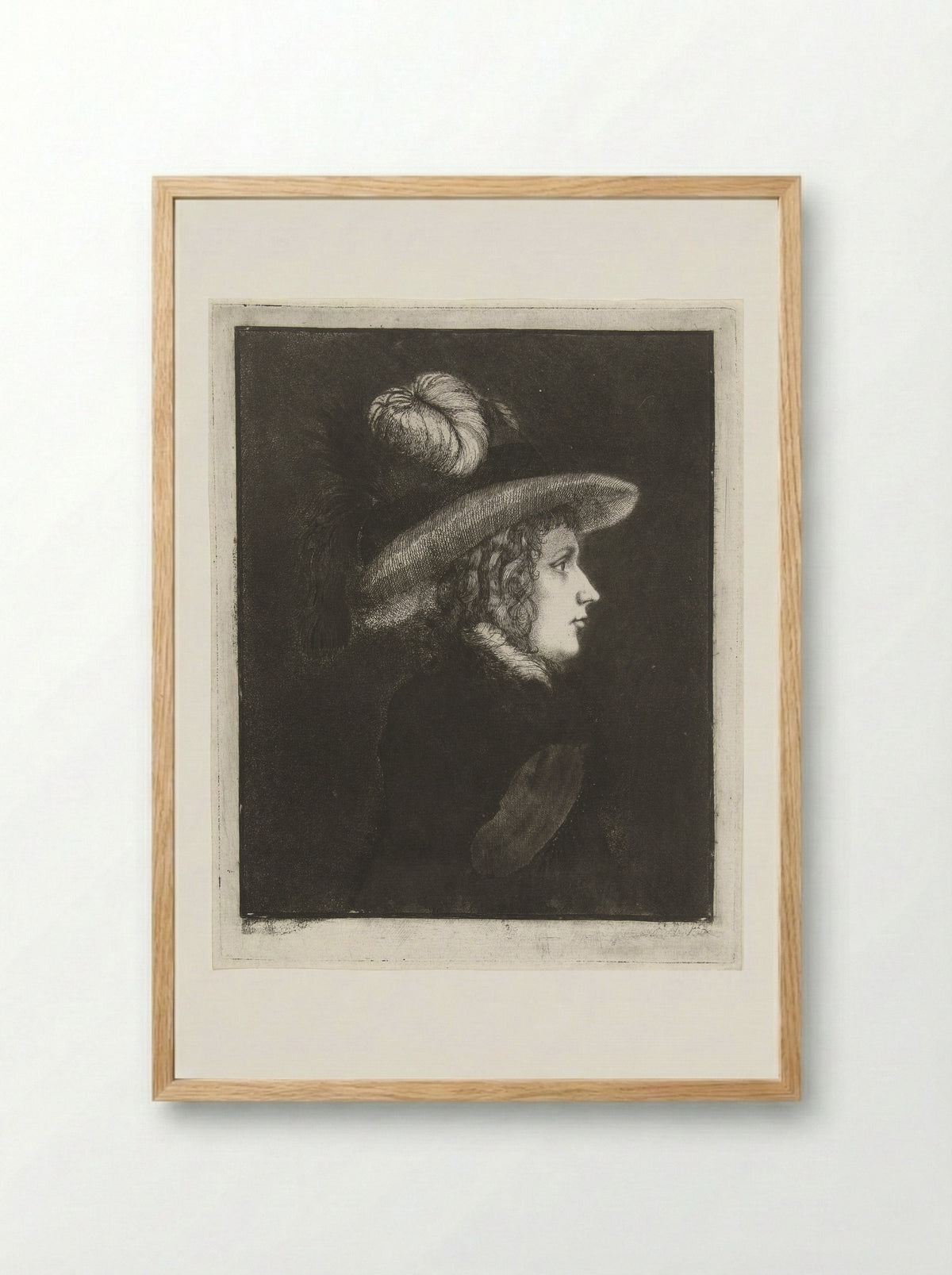 Portrait of a Woman with a Hat - James Hazard - Framed Print Wood