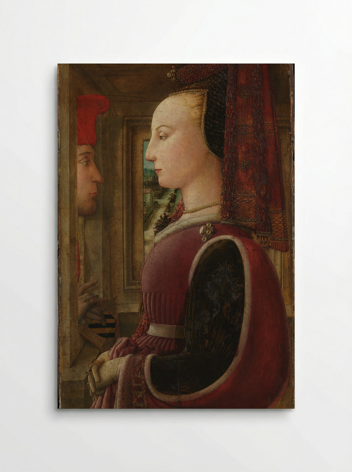 Portrait of a Woman with a Man at a Casement - Fra Filippo Lippi - Poster