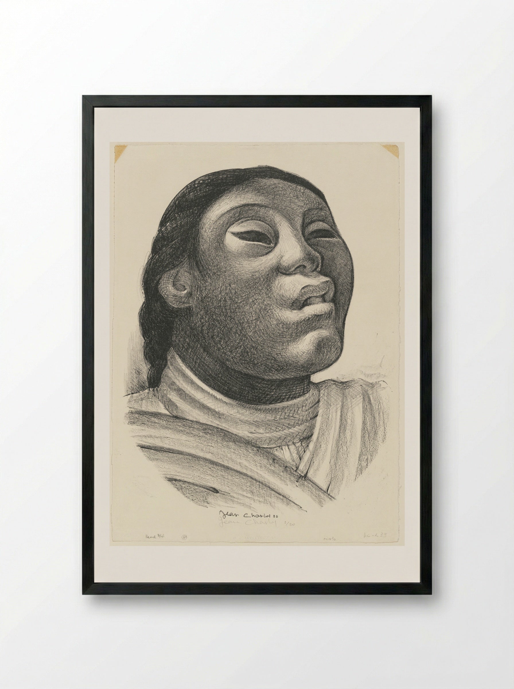 Portrait of a Woman - Jean Charlot - Framed Print Black
