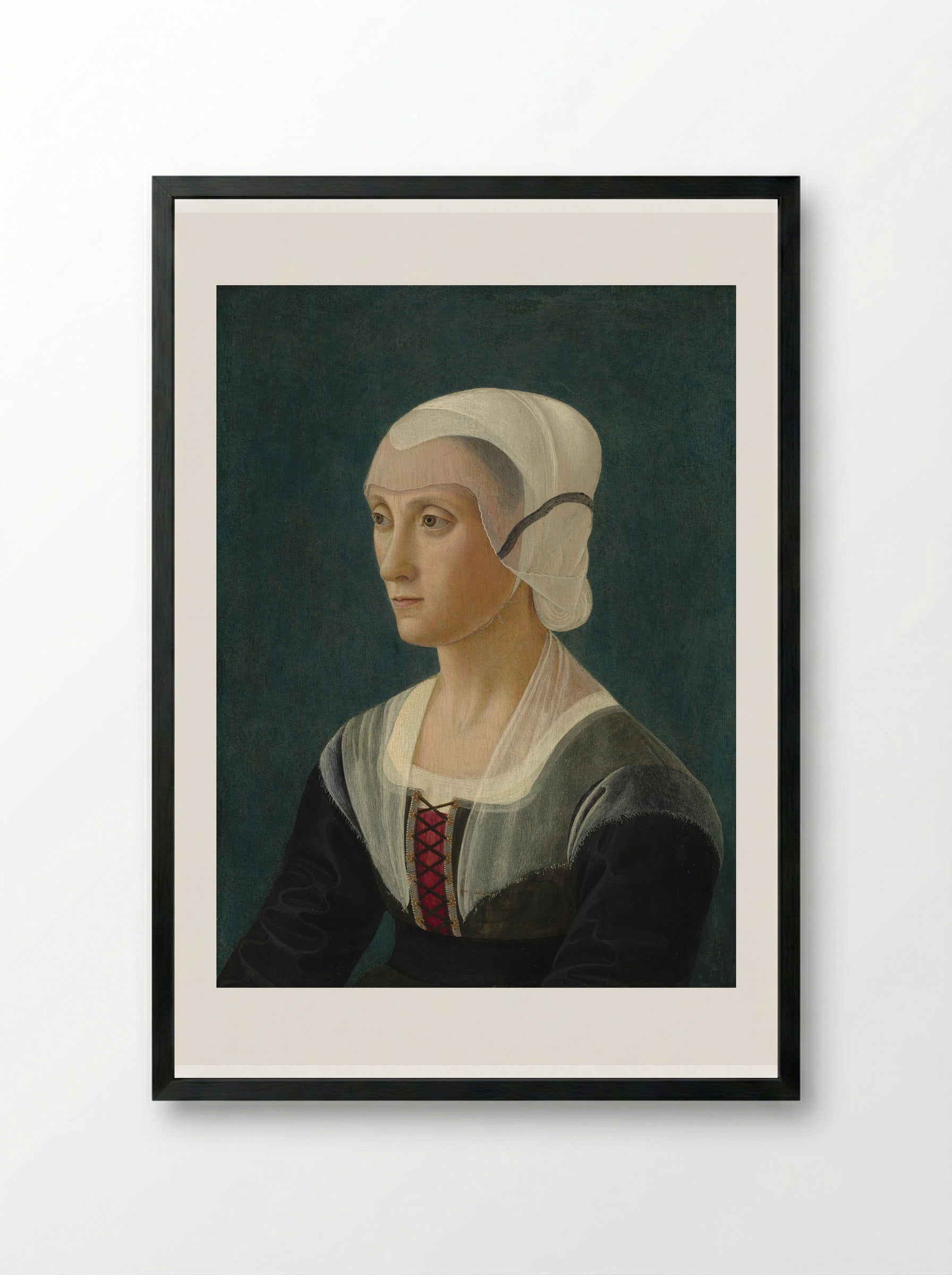 Portrait of a Woman - Domenico Ghirlandaio - Framed Print Black