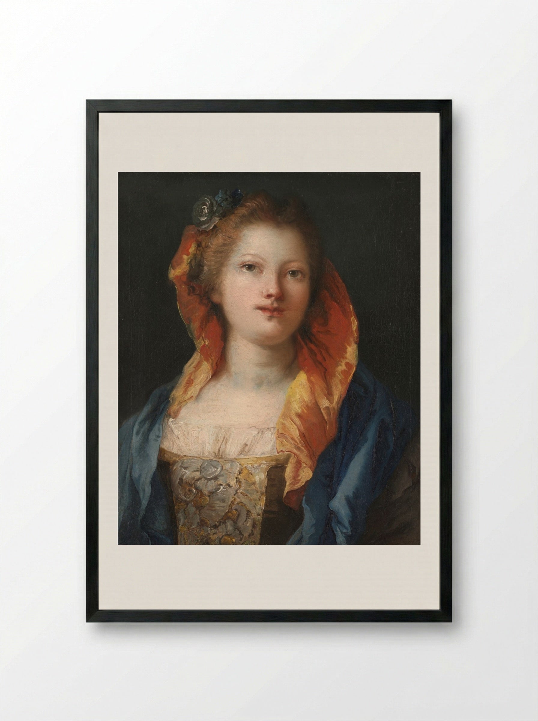 Portrait of a Woman - Giovanni Domenico Tiepolo - Framed Print Black