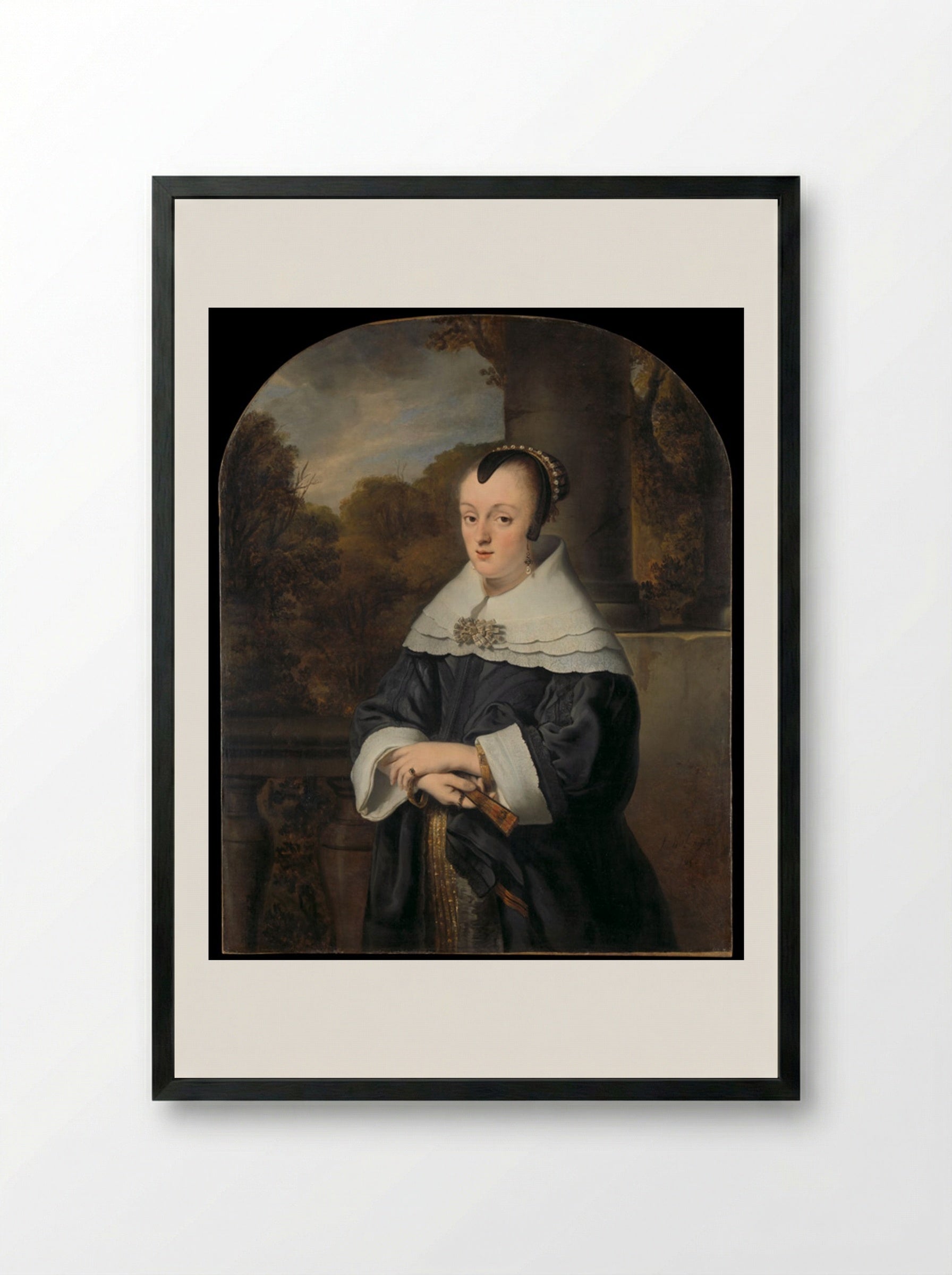 Portrait of a Woman - Ferdinand Bol - Framed Print Black