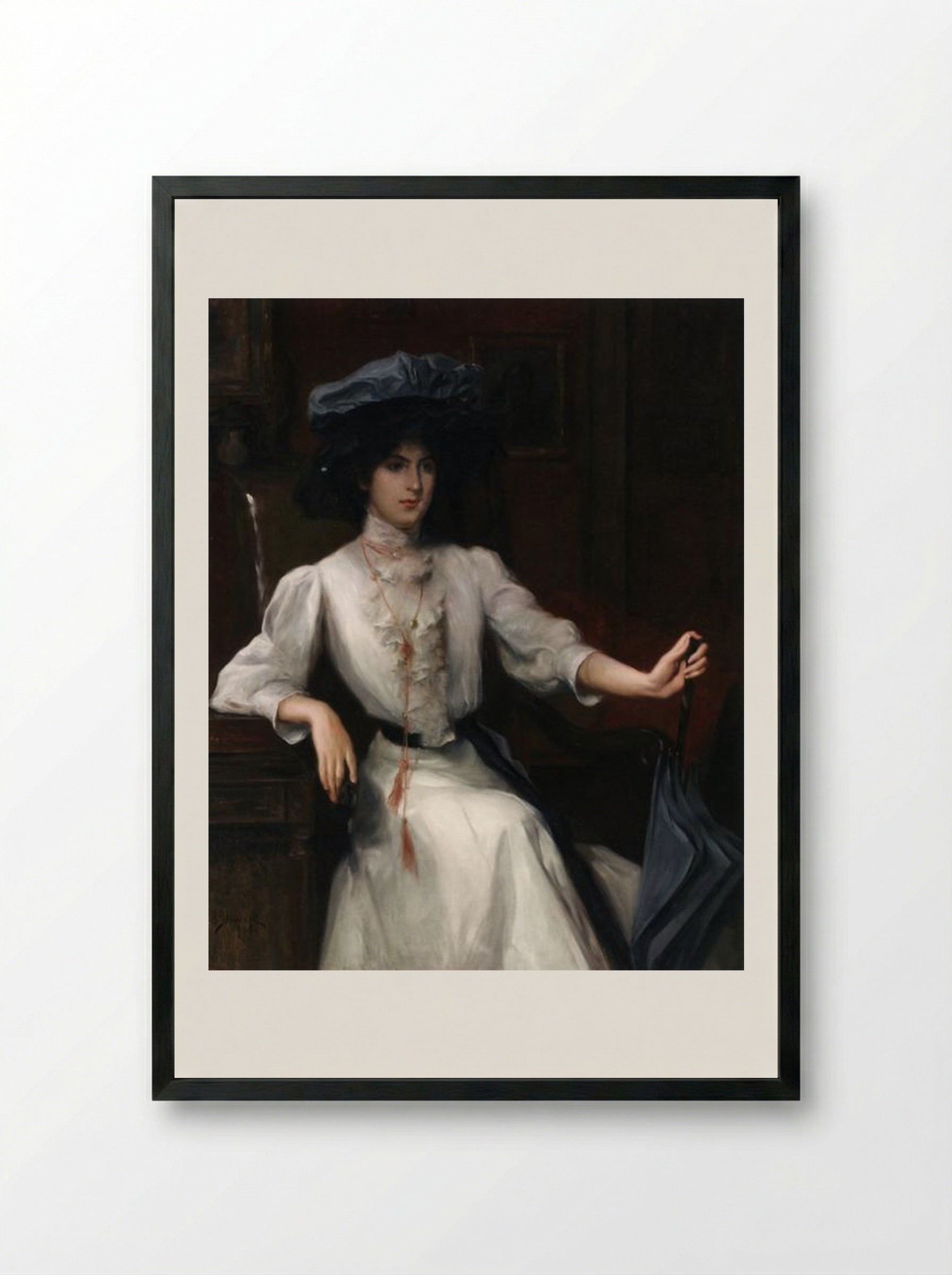 Portrait of a Woman - Julius LeBlanc Stewart - Framed Print Black