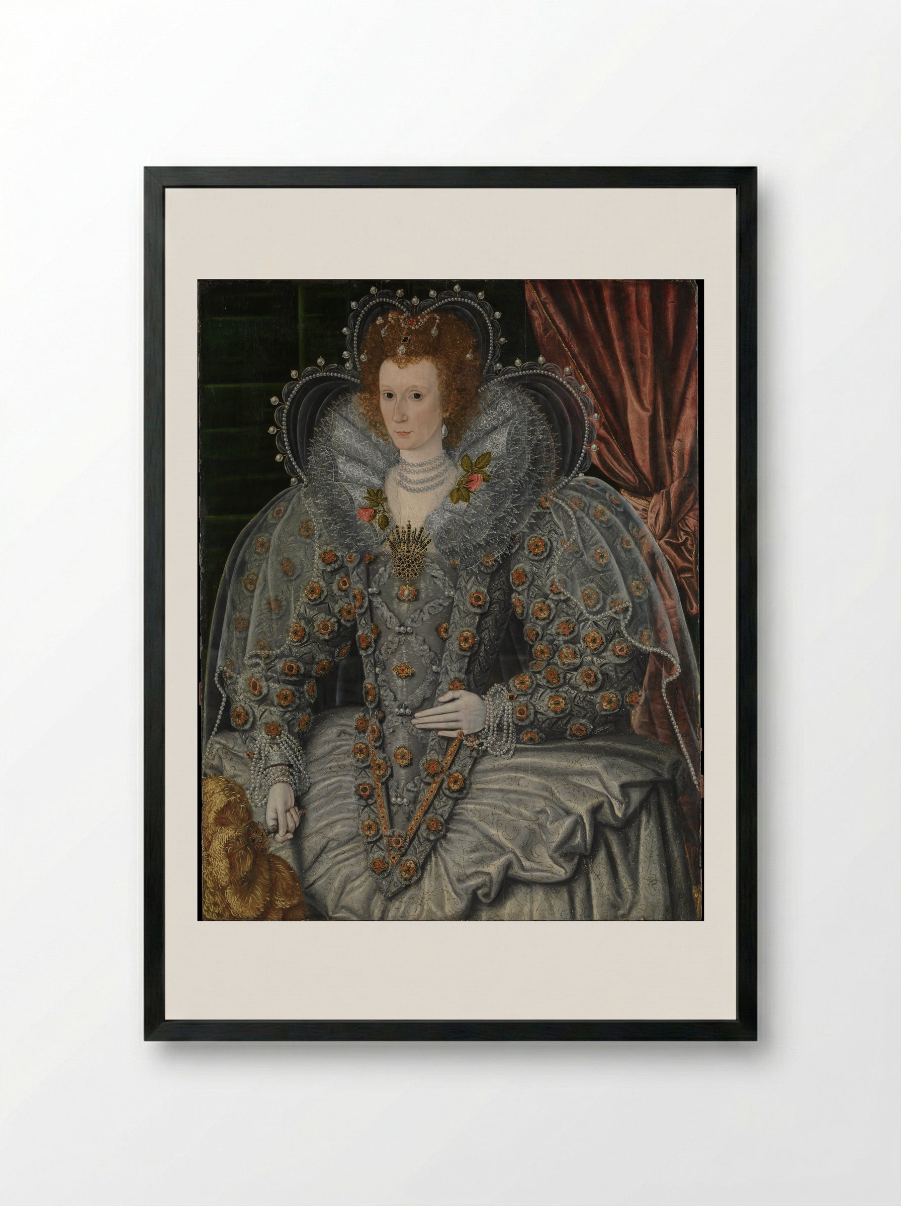 Portrait of a Woman - British School - Framed Print Black