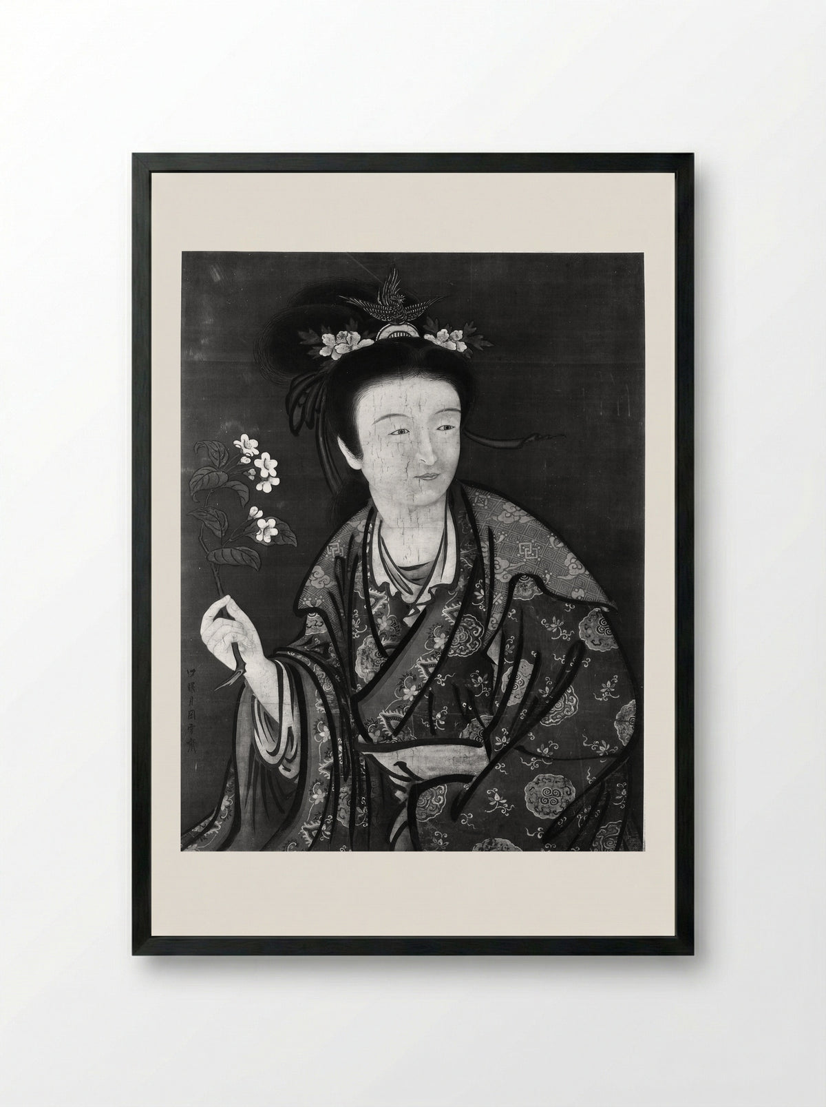 Portrait of a Woman - Tsukioka Sessai - Framed Print Black
