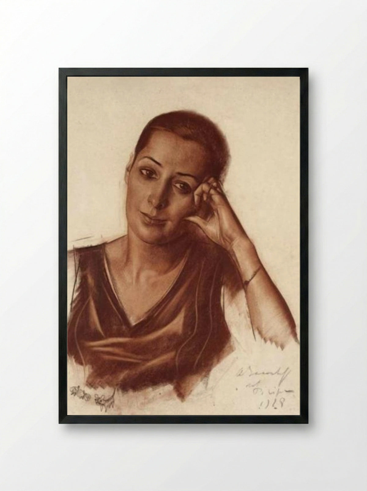Portrait of a Woman - Alexandre Iacovleff - Framed Print Black