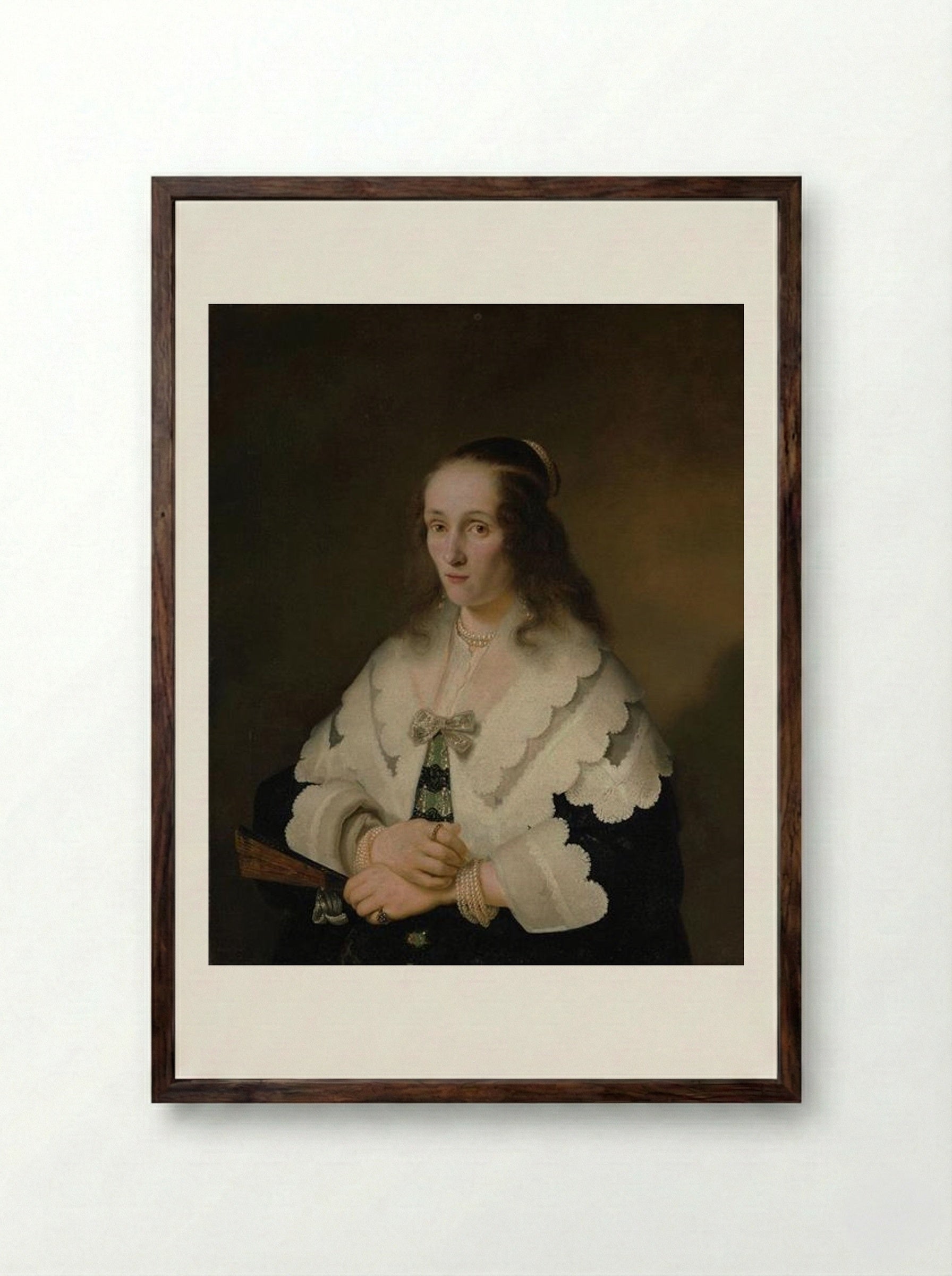 Portrait of a Woman - Ferdinand Bol - Framed Print Dark Wood