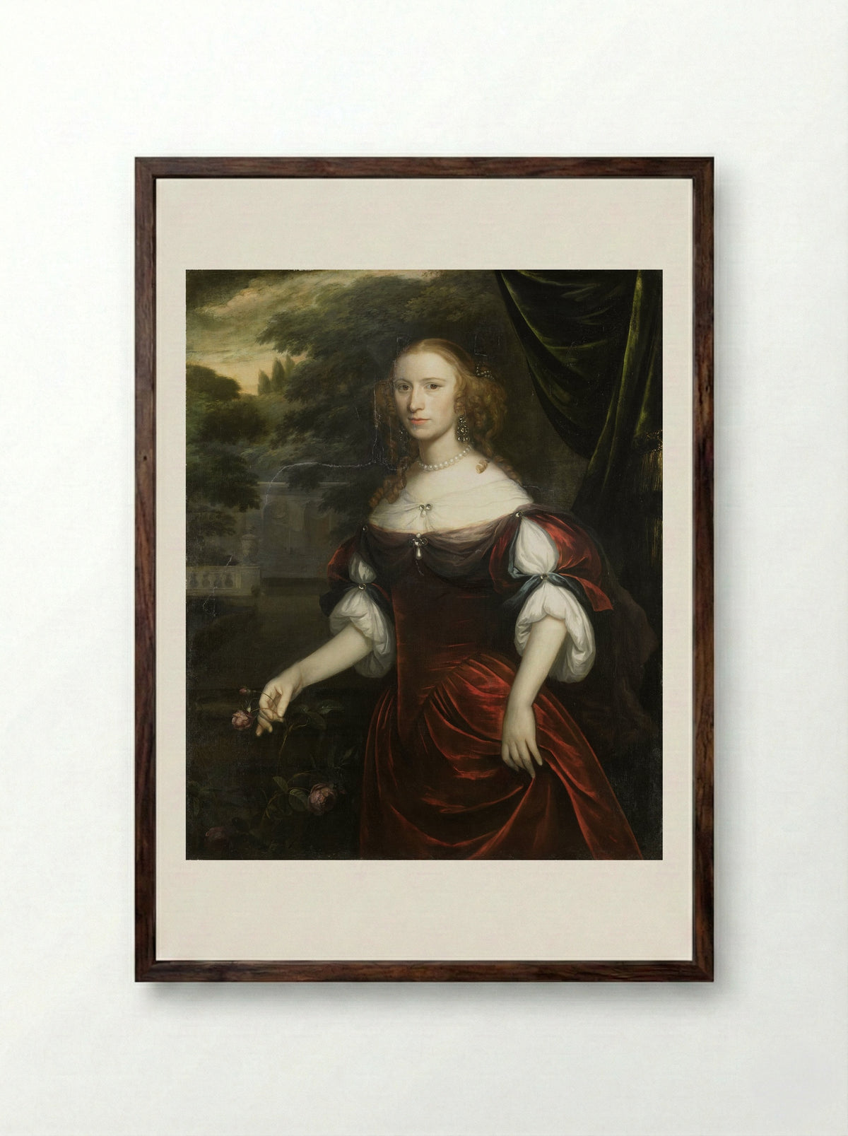 Portrait of a Woman - Herman Verelst - Framed Print Dark Wood