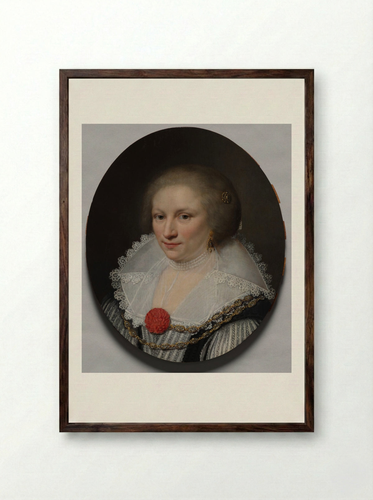 Portrait of a Woman - Jan Anthonisz. van Ravesteyn - Framed Print Dark Wood
