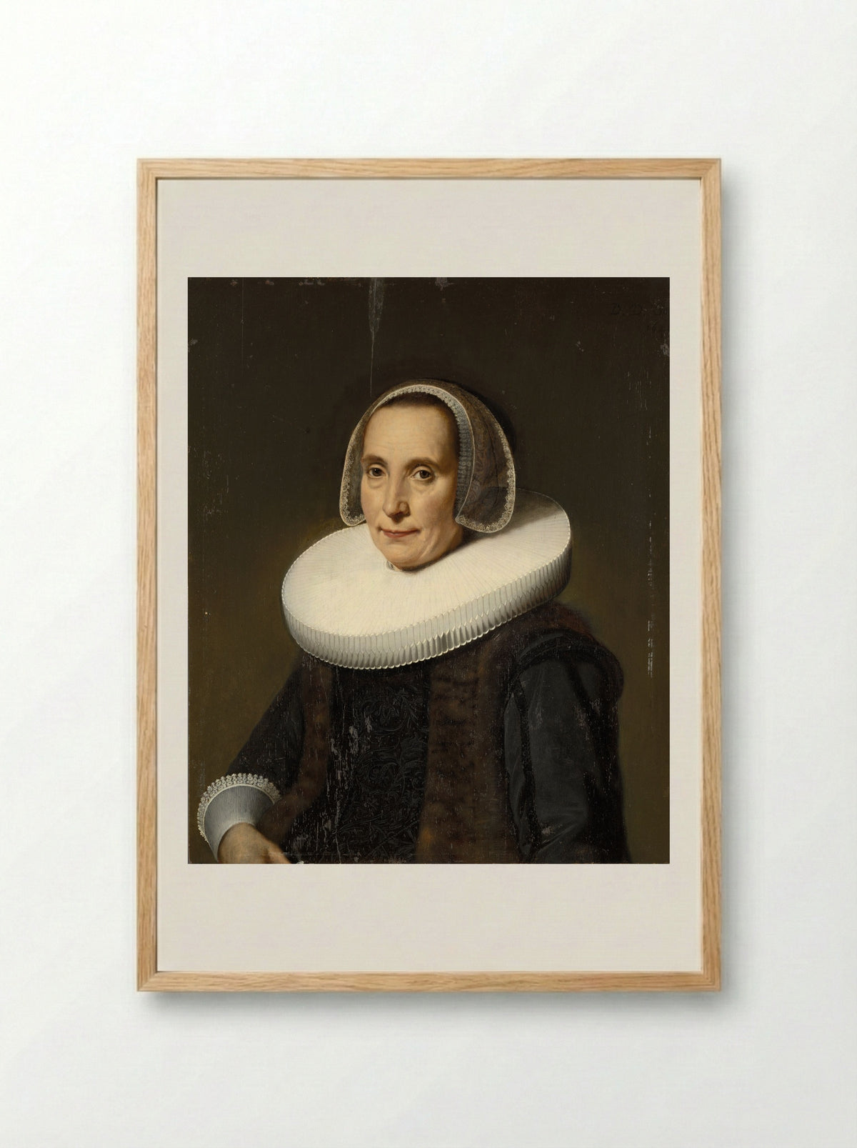 Portrait of a Woman - Dirck Dirckszoon van Santvoort - Framed Print Wood