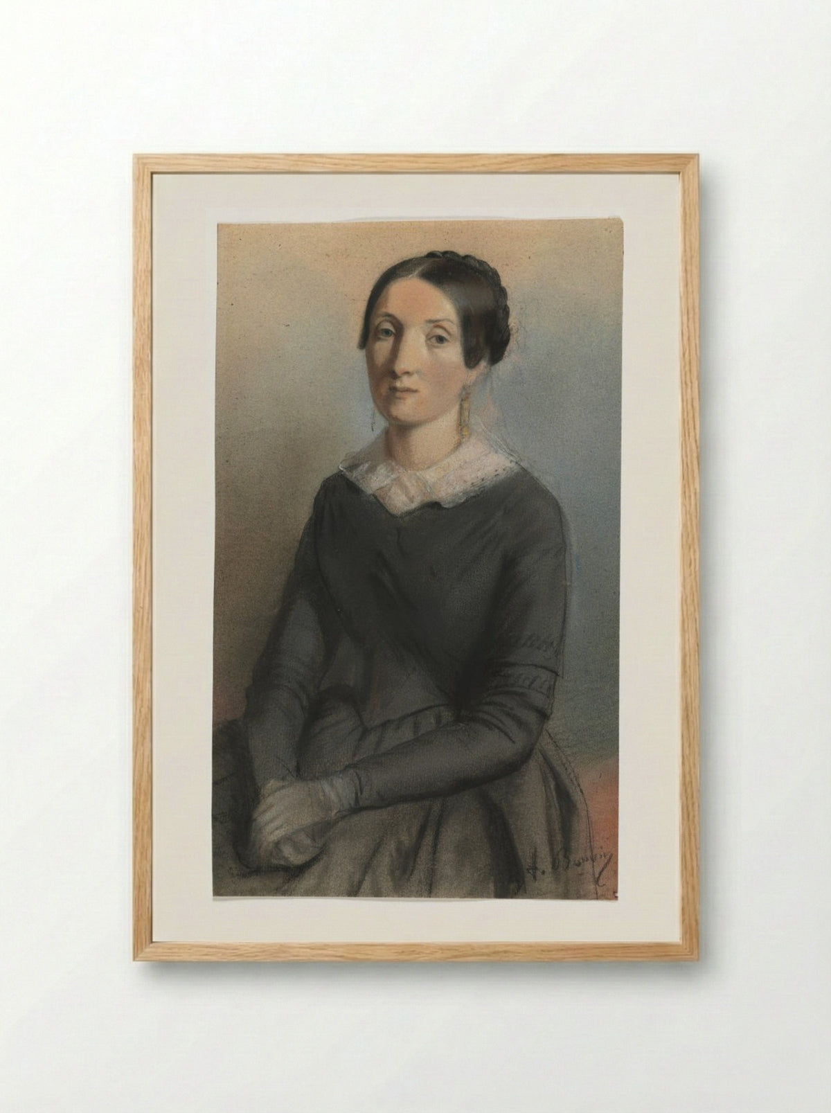 Portrait of a Woman - François Bonvin - Framed Print Wood