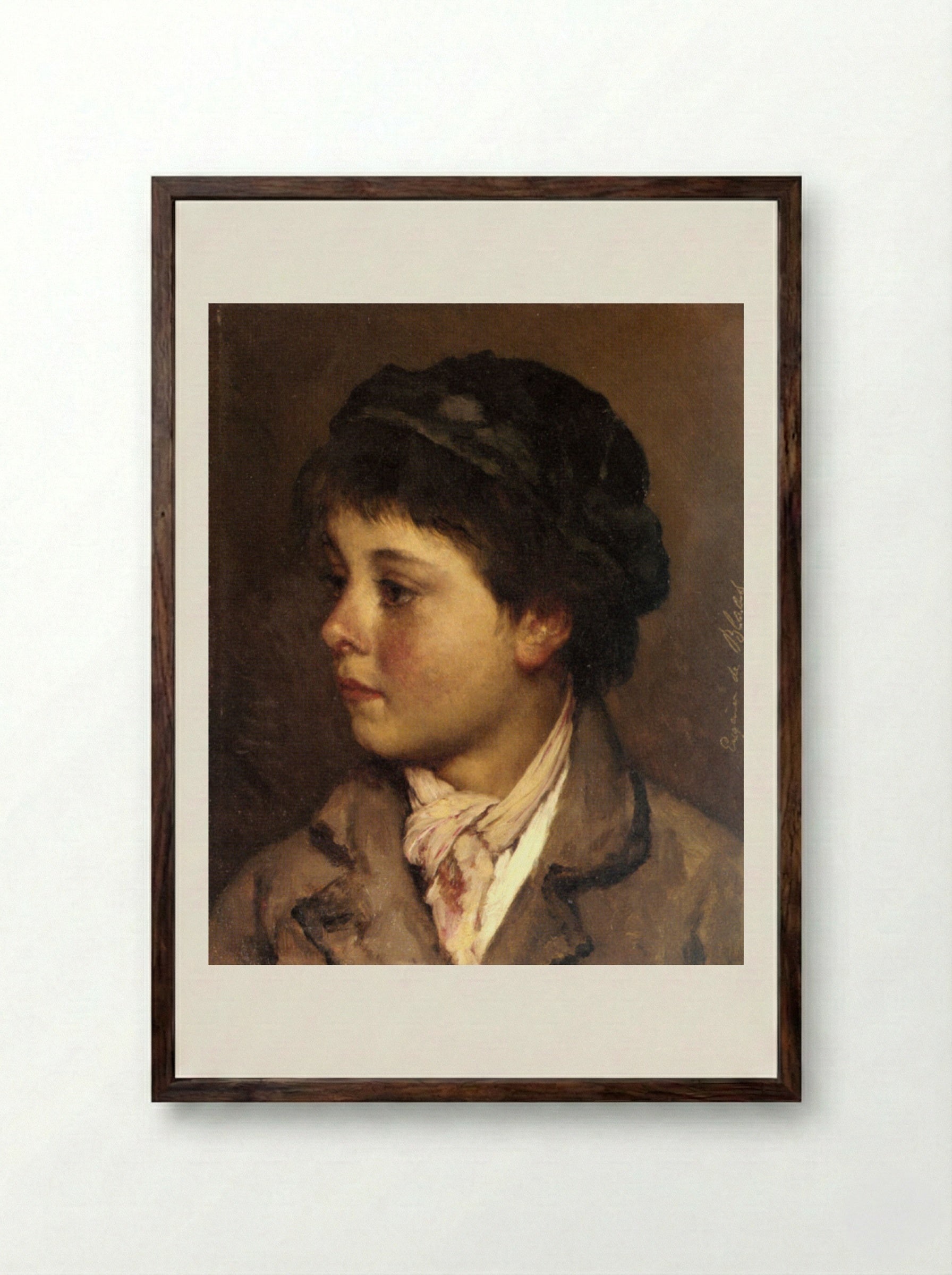 Portrait of a Young Boy - Eugene de Blaas - Framed Print Dark Wood