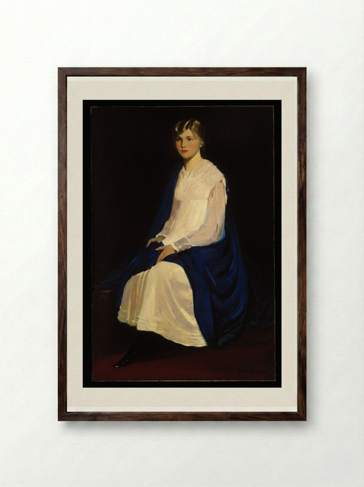Portrait of a Young Girl (Antoinette Kraushaar) - George Luks - Framed Print Dark Wood