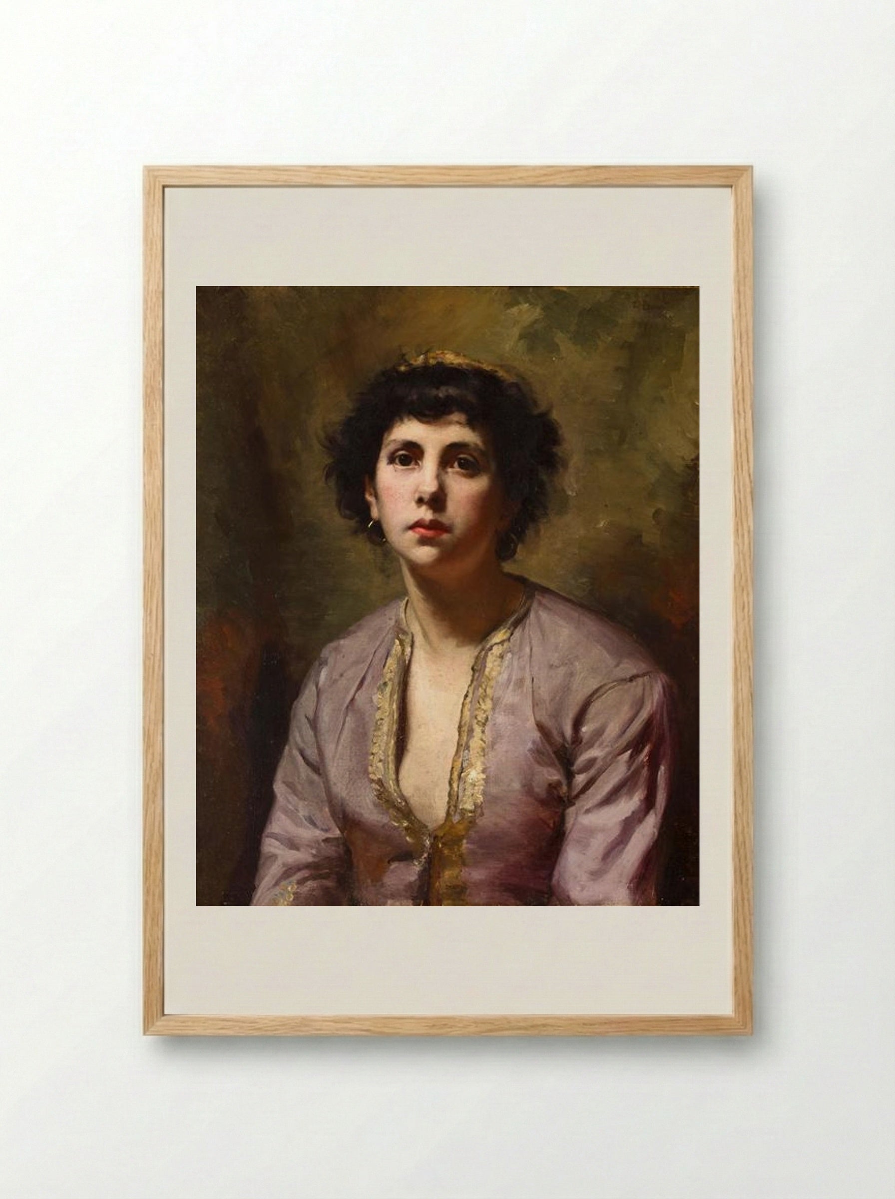Portrait of a Young Girl - Léon Bonnat - Framed Print Wood