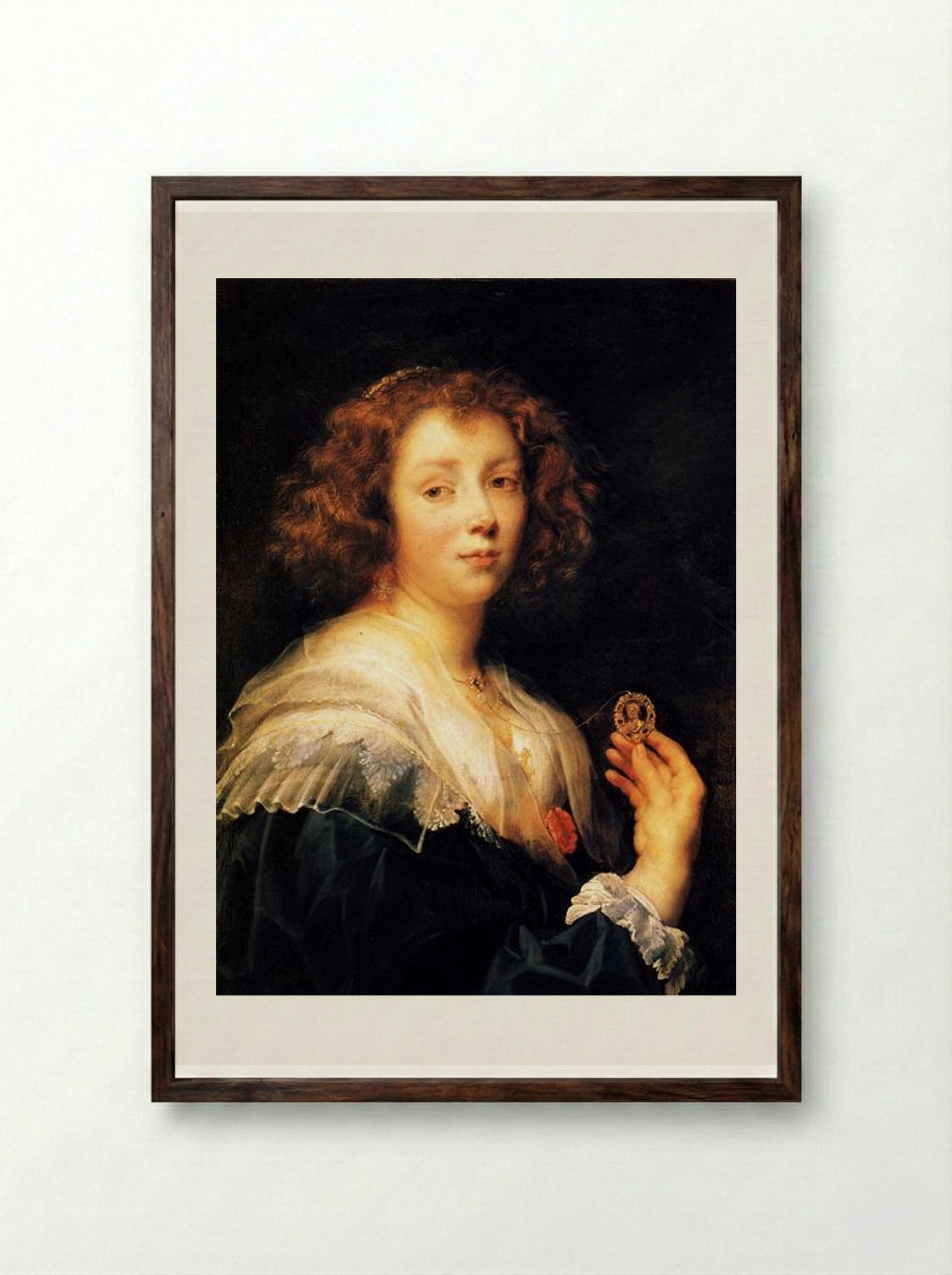 Portrait of a Young Lady - Jacob Jordaens - Framed Print Dark Wood
