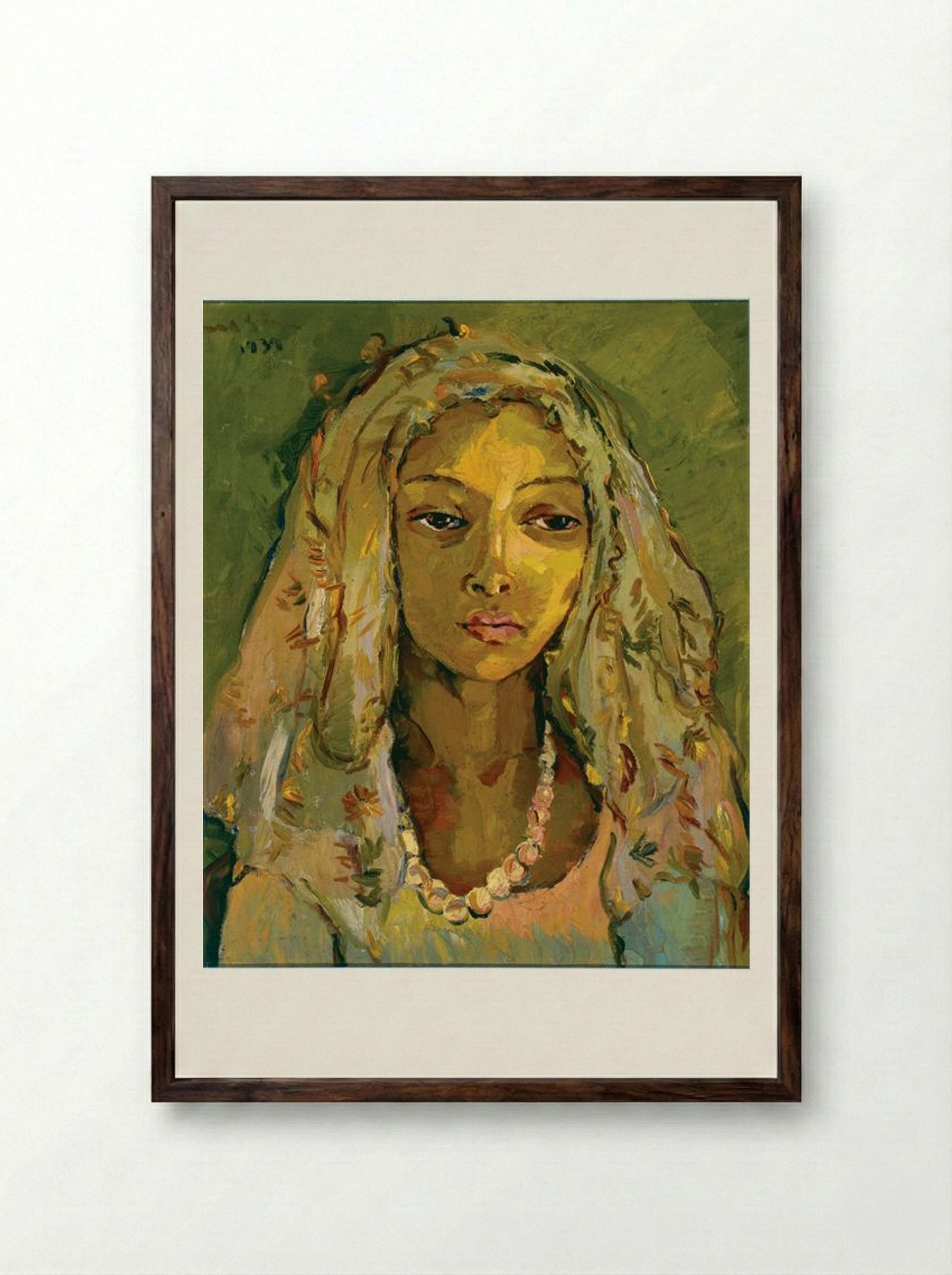 Portrait of a Young Malay Girl - Irma Stern - Framed Print Dark Wood