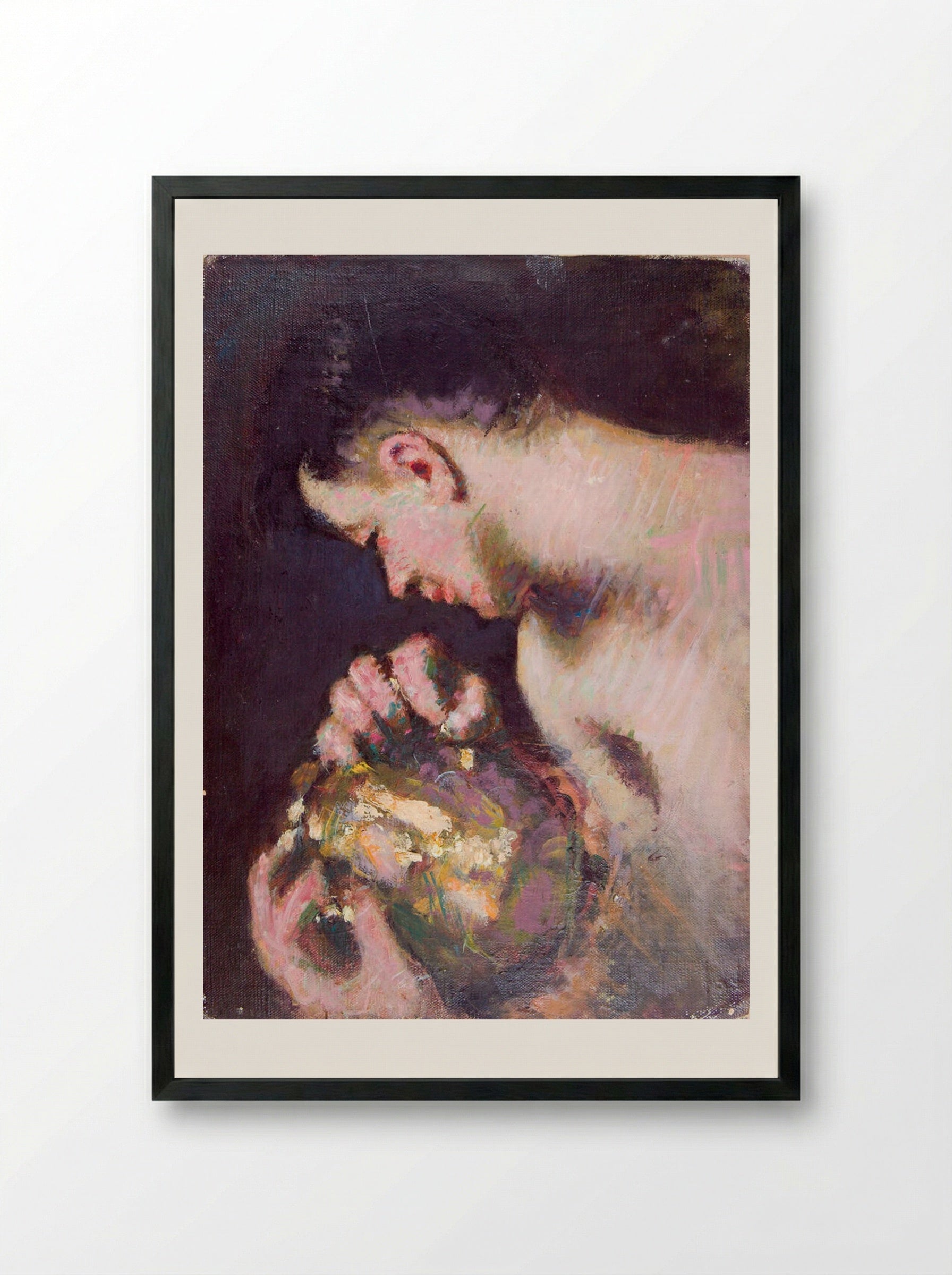 Portrait of a Young Man Holding a Coffeepot - Denman Waldo Ross - Framed Print Black