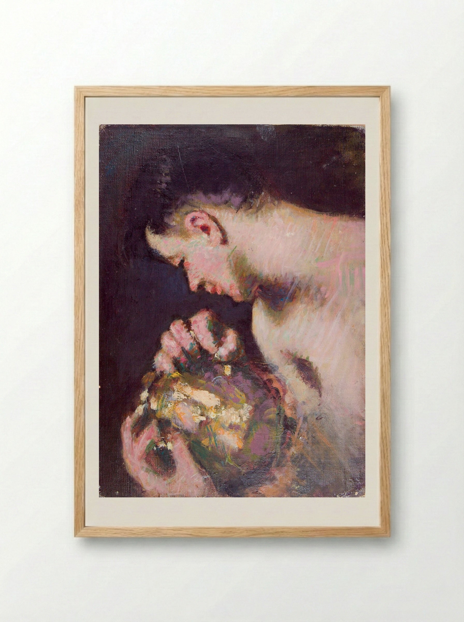 Portrait of a Young Man Holding a Coffeepot - Denman Waldo Ross - Framed Print Wood