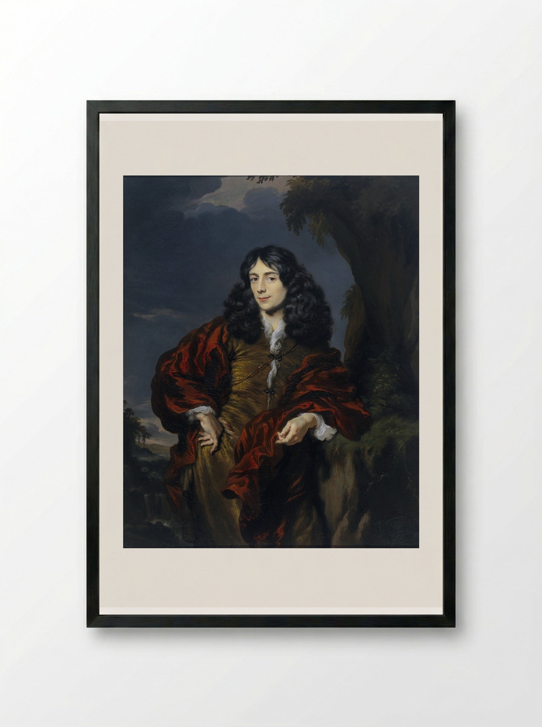 Portrait of a Young Man, Probably Simon van Alphen - Nicolaes Maes - Framed Print Black