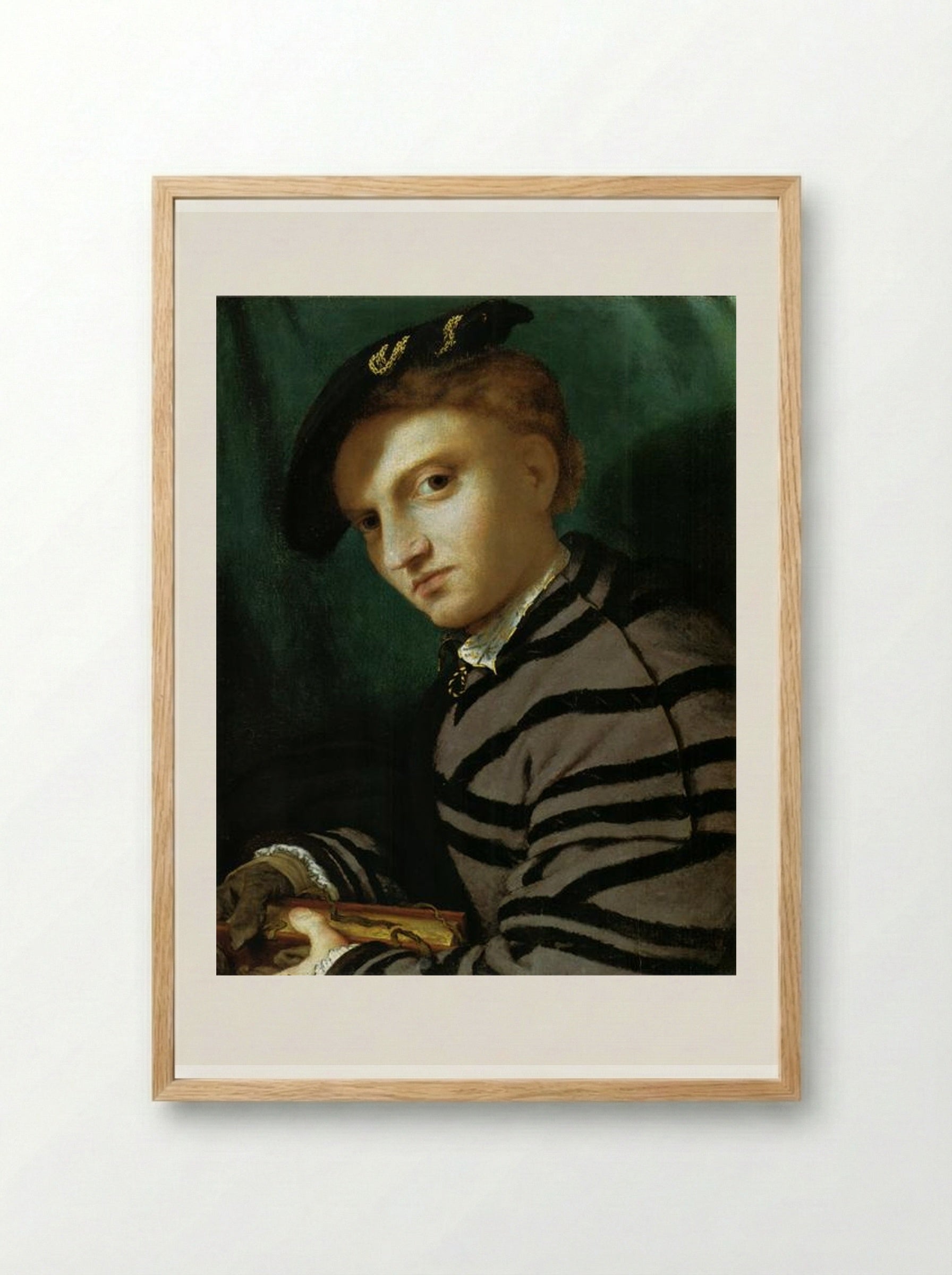 Portrait of a Young Man With a Book - Lorenzo Lotto - Framed Print Wood