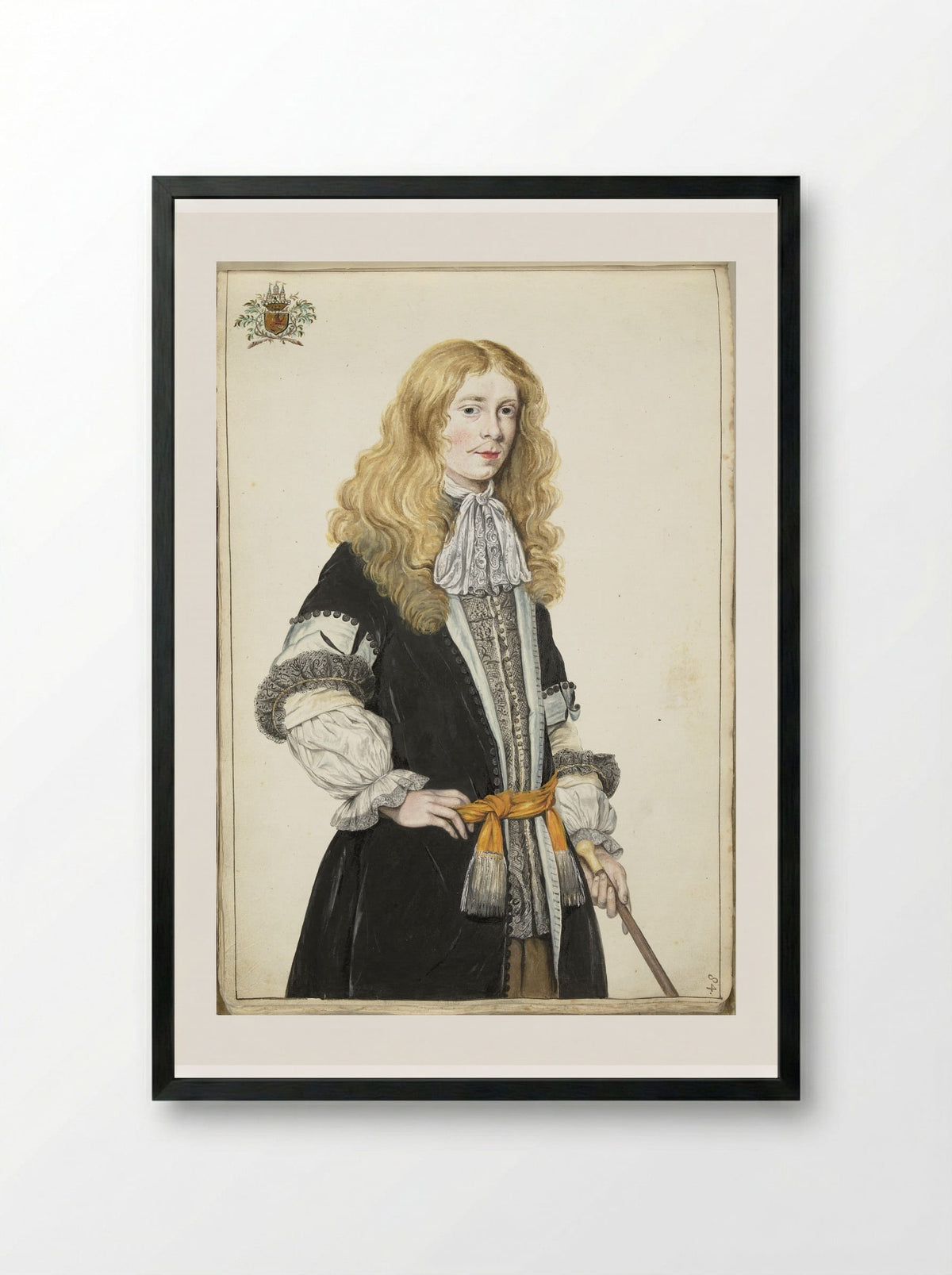 Portrait of a Young Man - Moses ter Borch - Framed Print Black