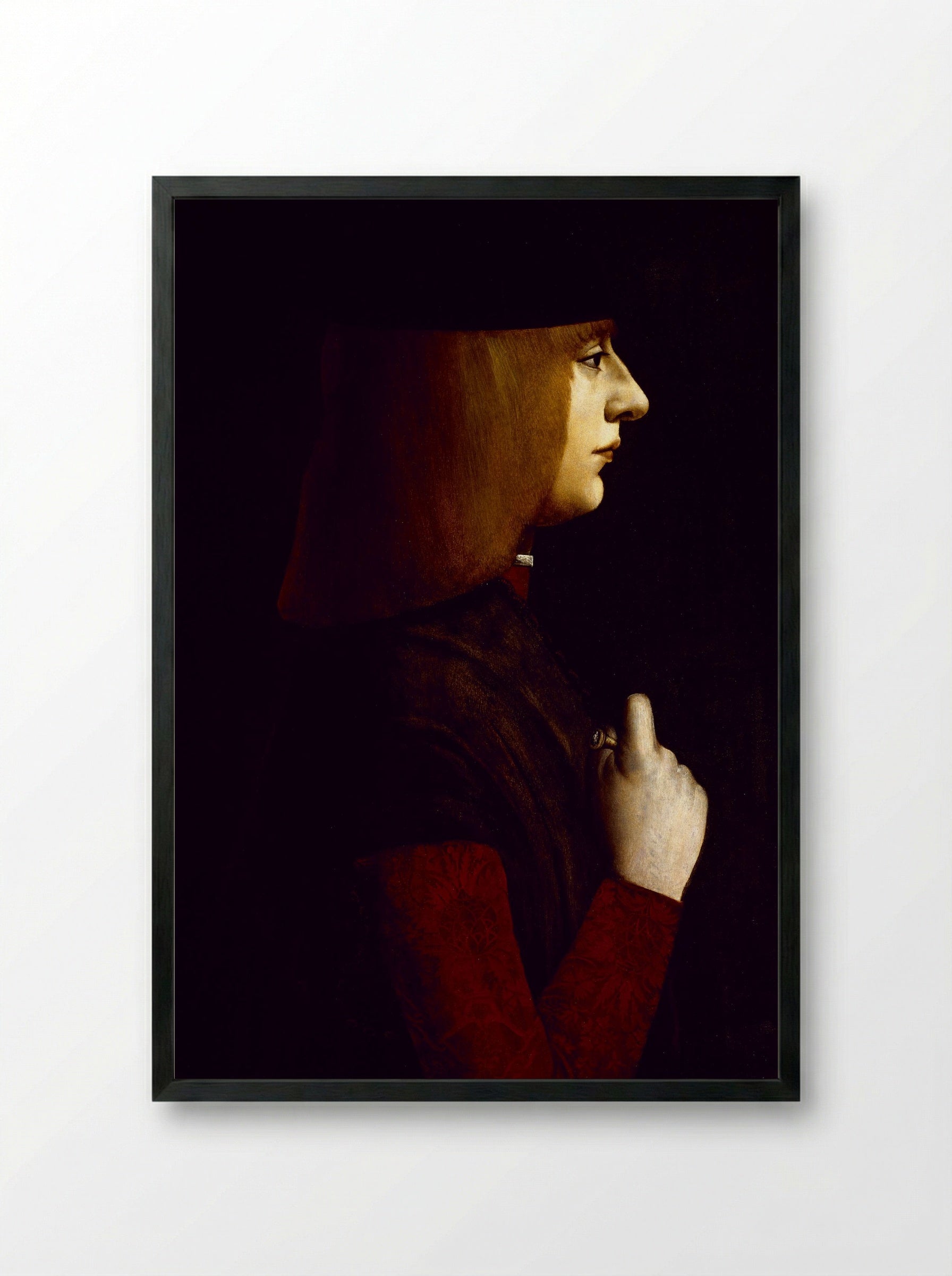 Portrait of a Young Man - Giovanni Ambrogio de Predis - Framed Print Black