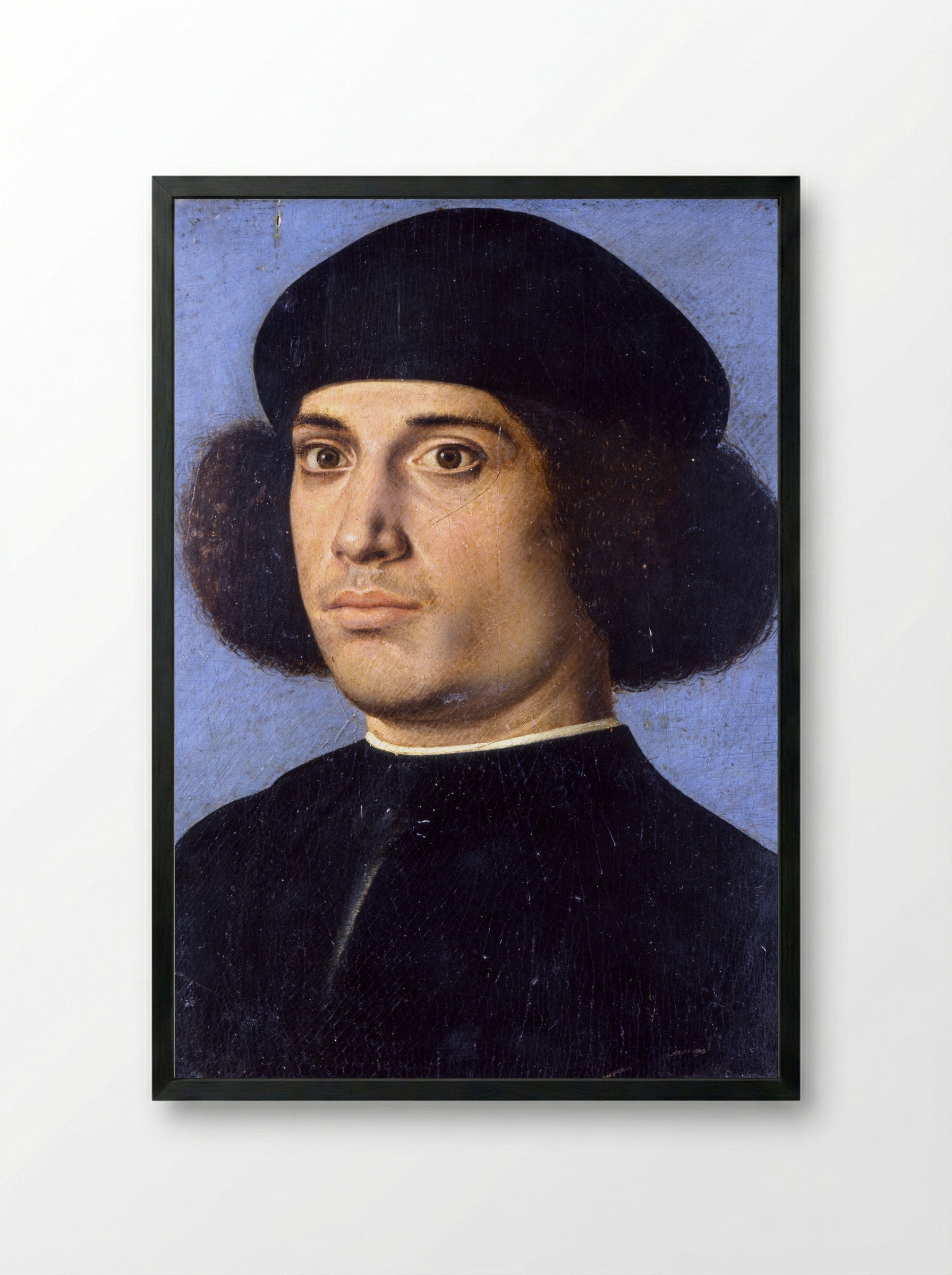 Portrait of a Young Man - Andrea Previtali - Framed Print Black