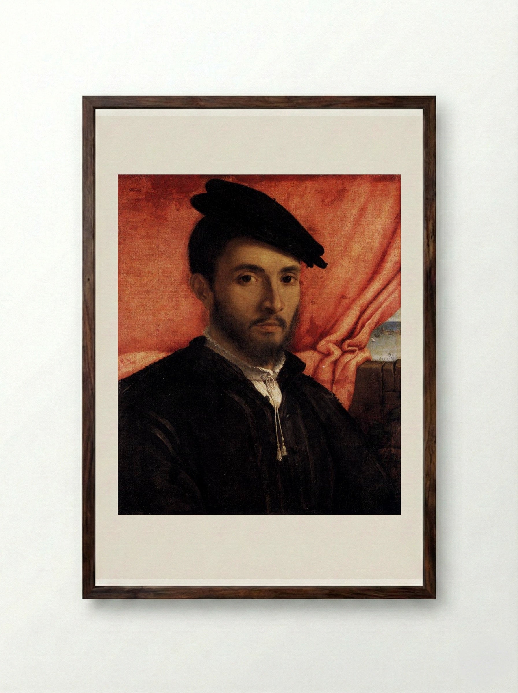 Portrait of a Young Man - Lorenzo Lotto - Framed Print Dark Wood