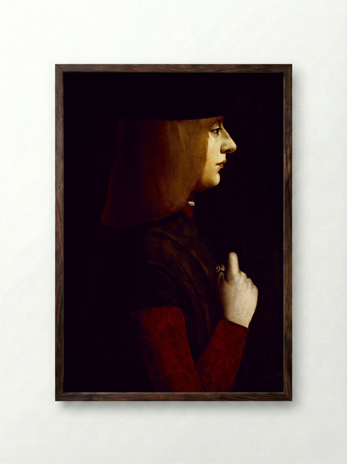 Portrait of a Young Man - Giovanni Ambrogio de Predis - Framed Print Dark Wood