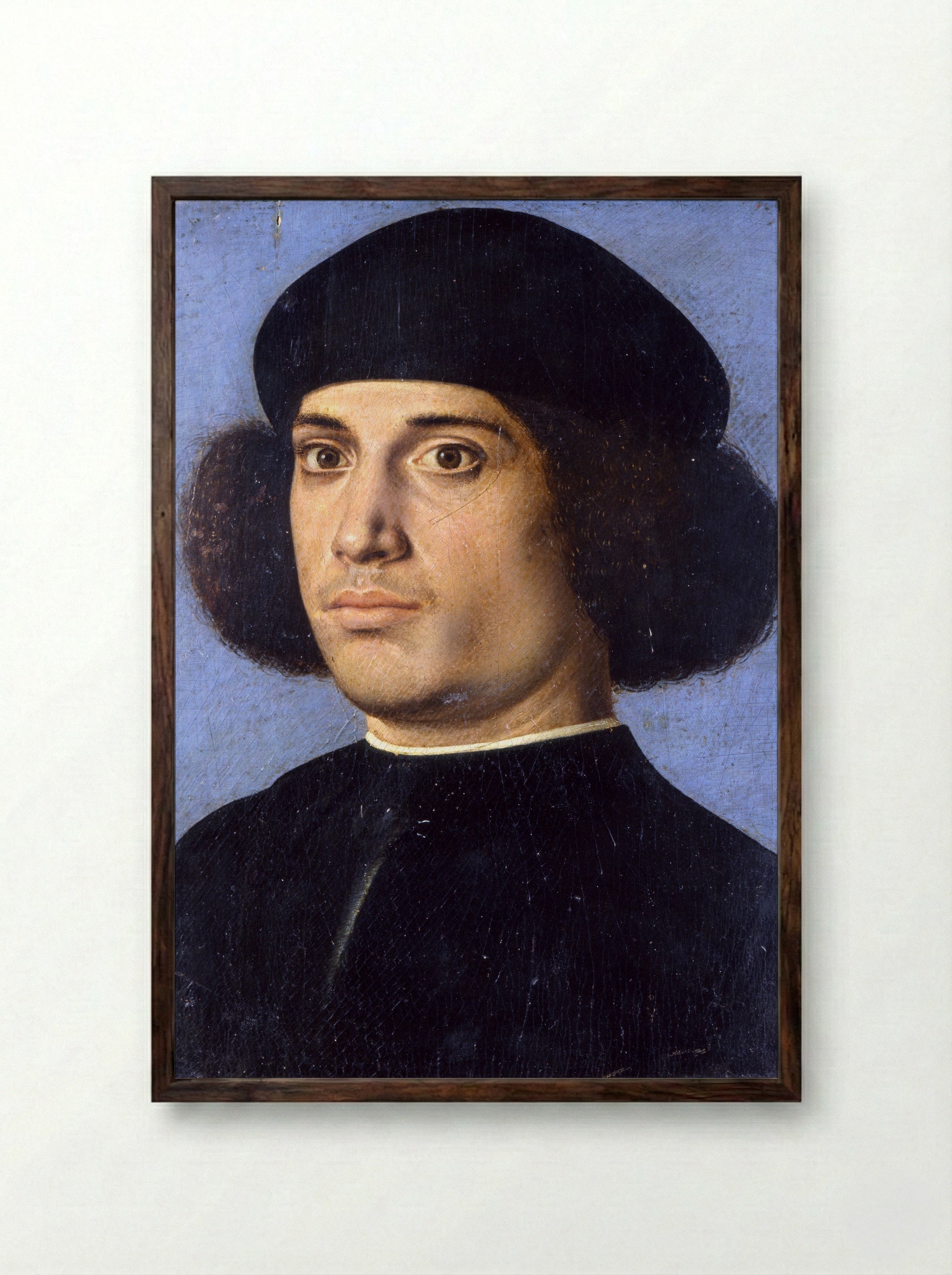 Portrait of a Young Man - Andrea Previtali - Framed Print Dark Wood