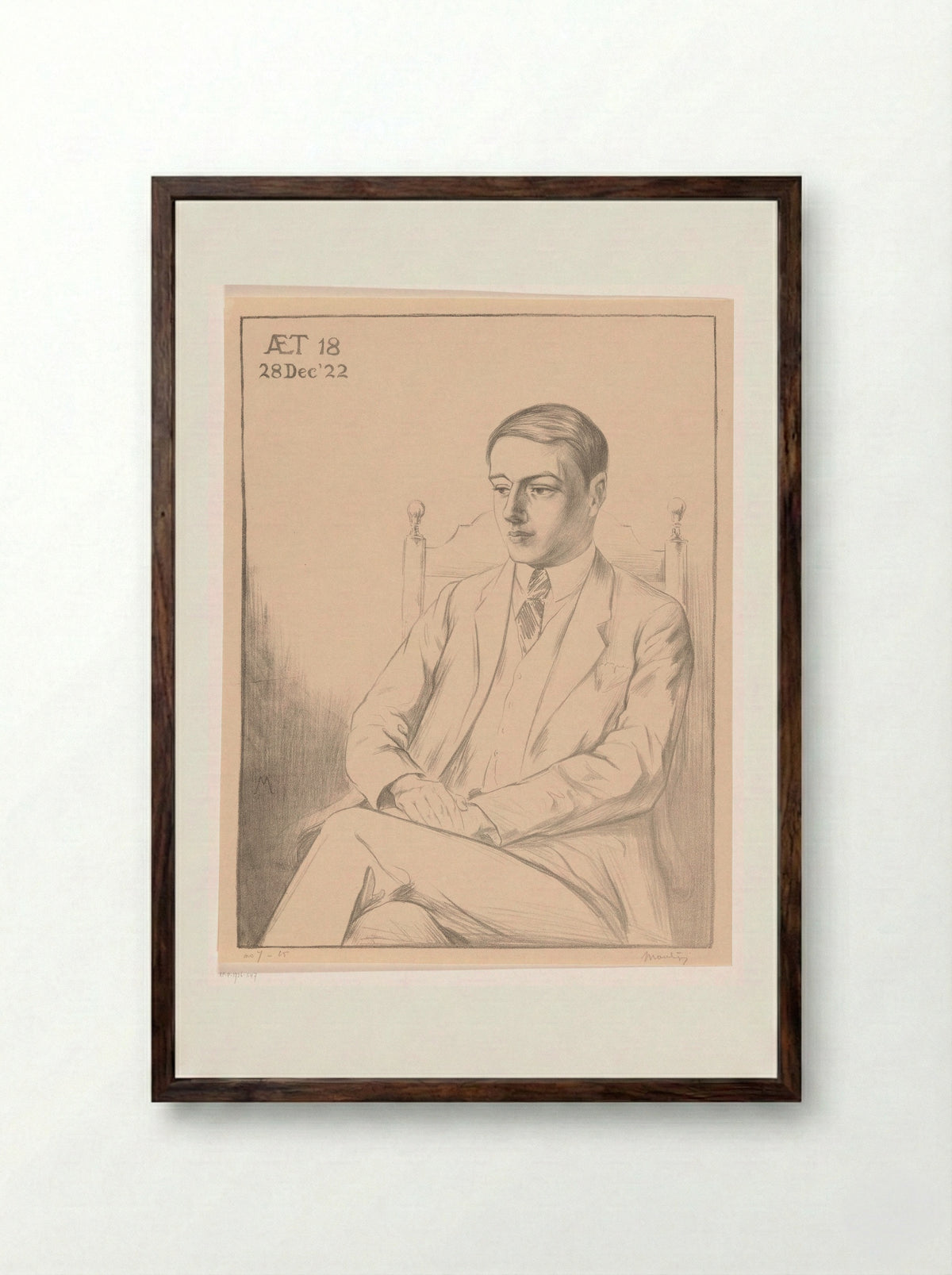 Portrait of a Young Man - Simon Moulijn - Framed Print Dark Wood