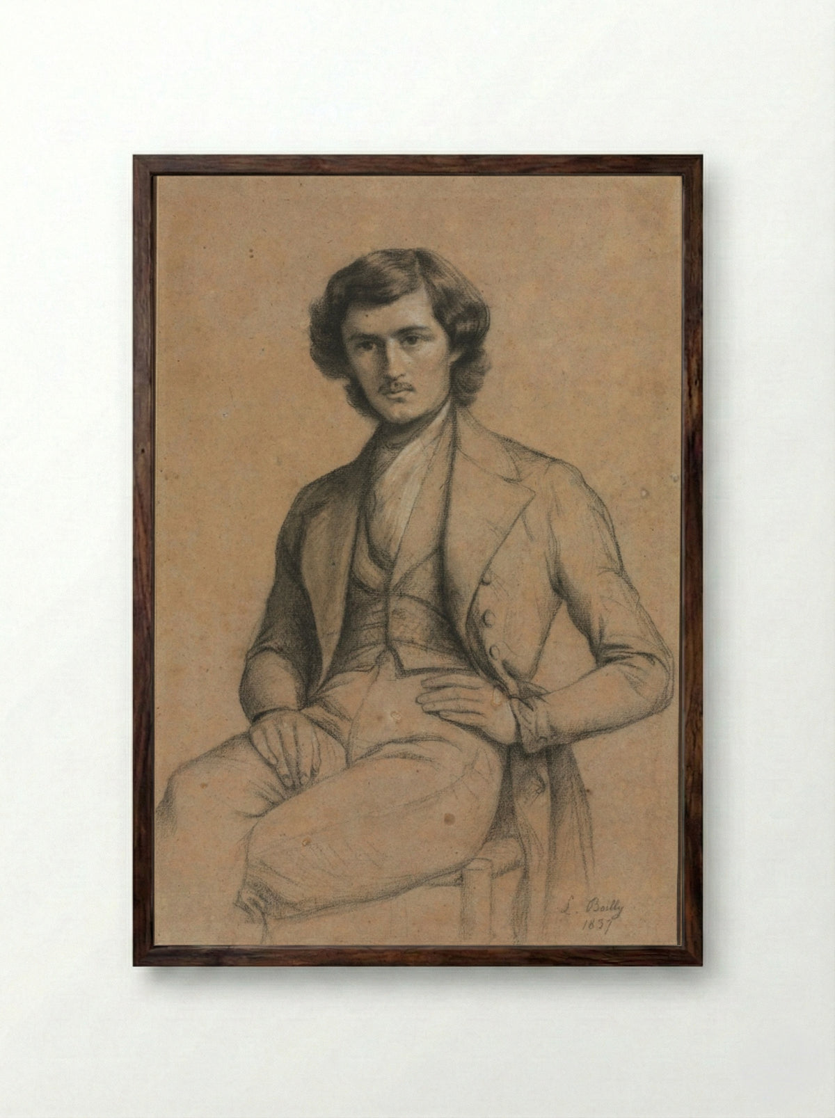 Portrait of a Young Man - Louis Léopold Boilly - Framed Print Dark Wood