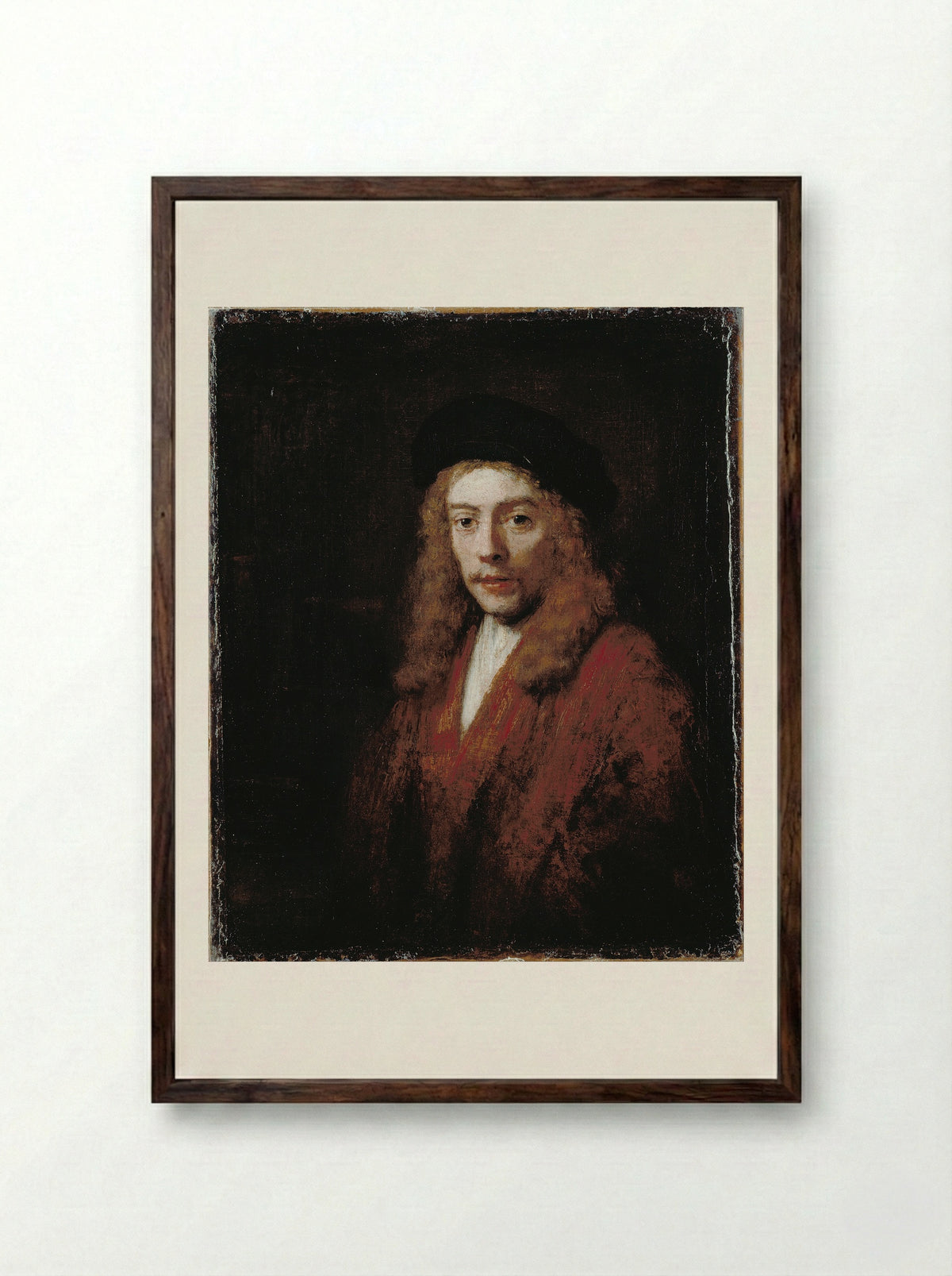 Portrait of a Young Man - Rembrandt van Rijn - Framed Print Dark Wood