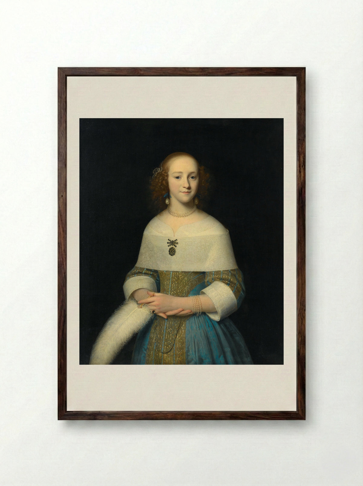 Portrait of a Young Woman, Possibly Susanna Reael - Isaack Luttichuys - Framed Print Dark Wood