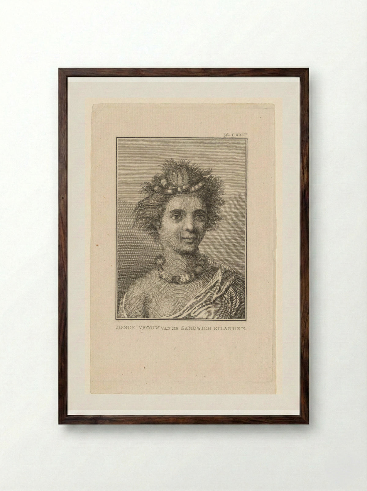 Portrait of a Young Woman from the Sandwich Islands - Various Artists - Framed Print Dark Wood