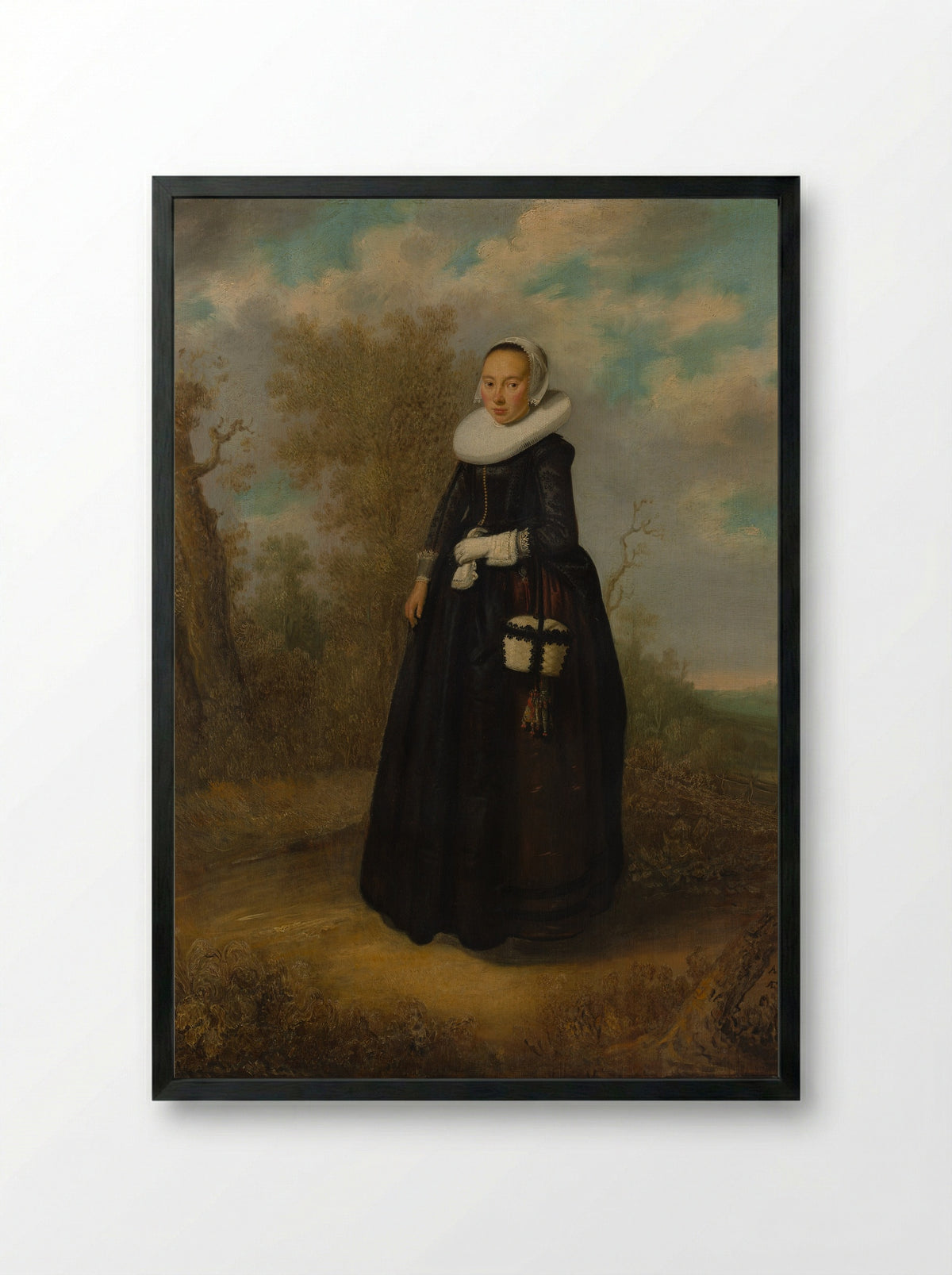 Portrait of a Young Woman - Dutch Painter - Framed Print Black